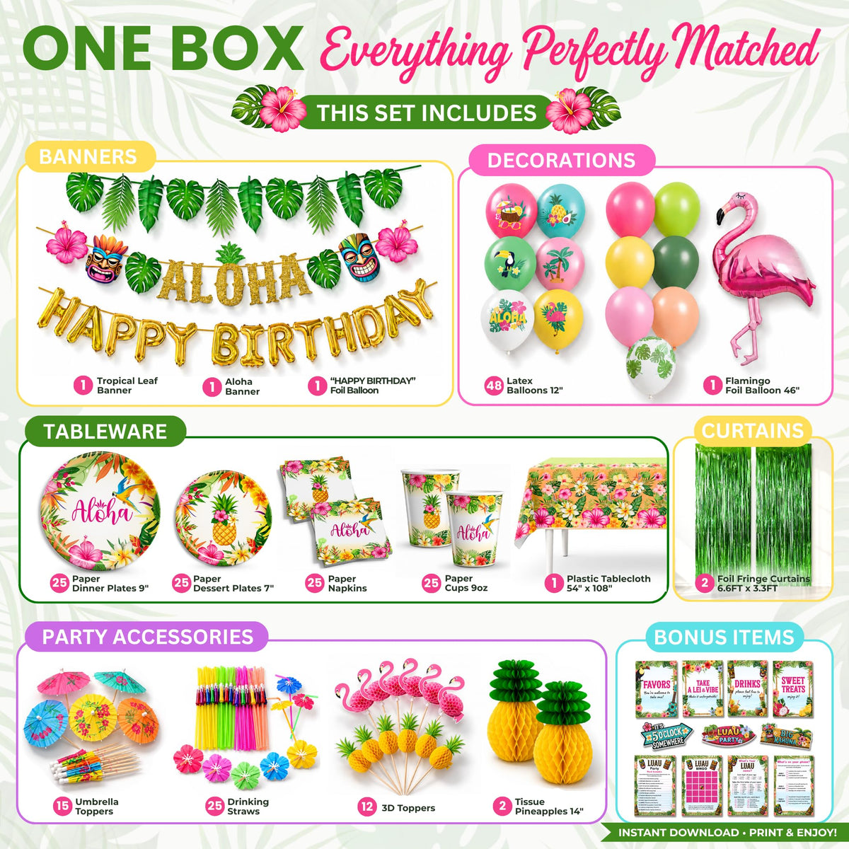 Premium Luau Birthday Party Decorations Set for 25 guests - RainMeadow Official Imagery - 3