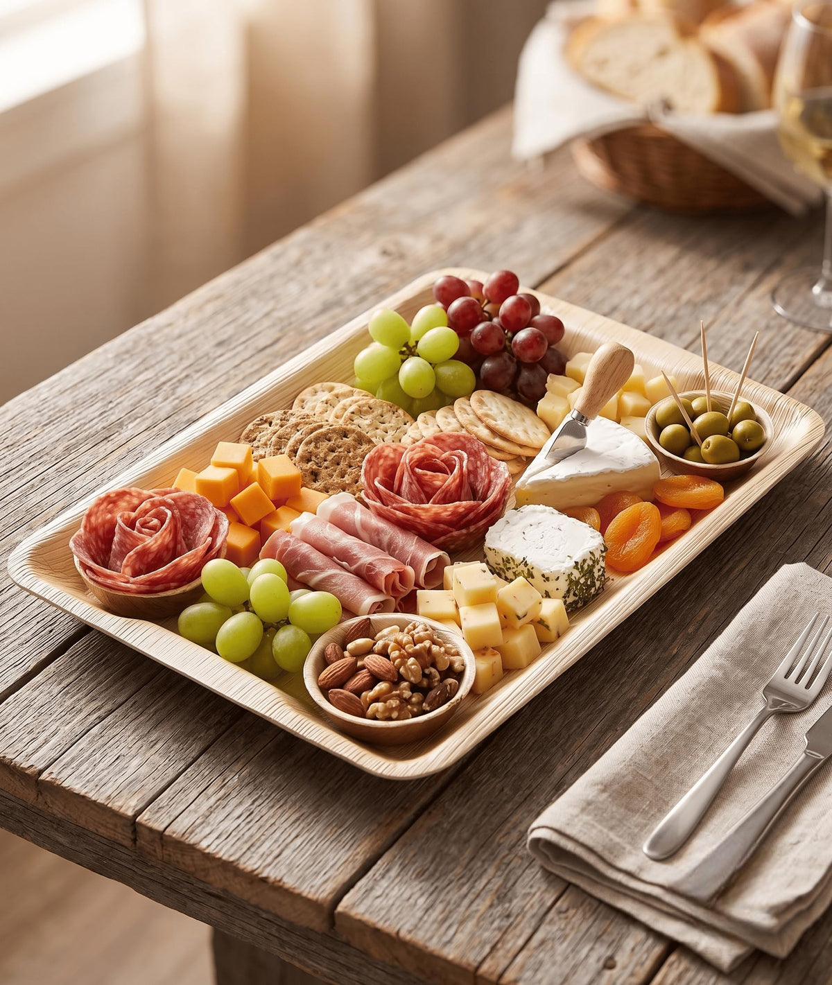 Disposable Bamboo 14 x 10 Trays Bamboo Serving Platters - Charity Leaf Official Imagery - 3