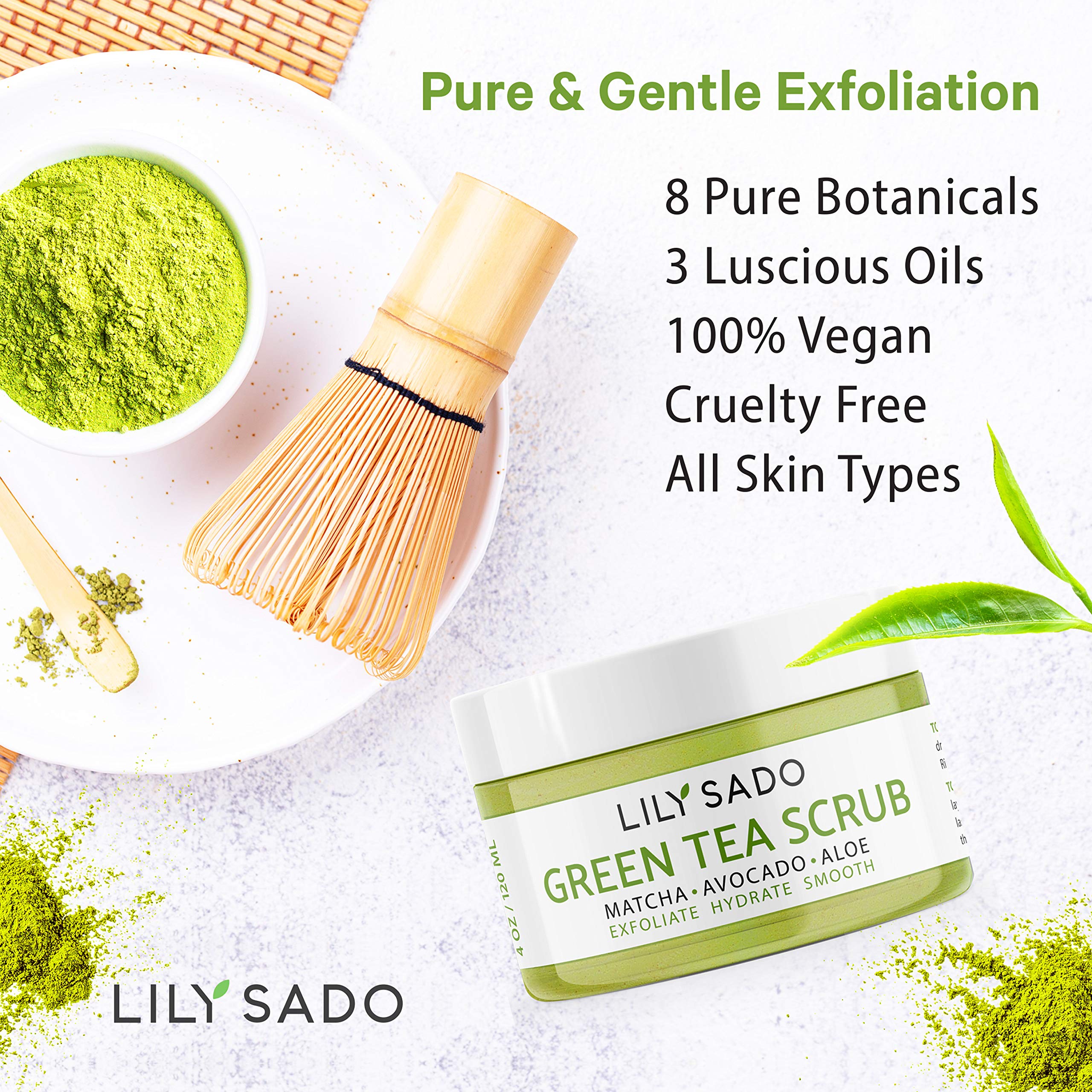 LILY SADO MATCHA ™ Sugar Facial Scrub - Best Daily Facial Exfoliating Cleanser - LILY SADO Official Product View 4