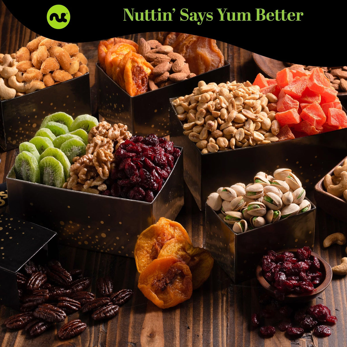 NUT CRAVINGS Dried Fruit Mixed Nuts Black Gift Tower 12 - Nut Cravings Official Imagery - 5