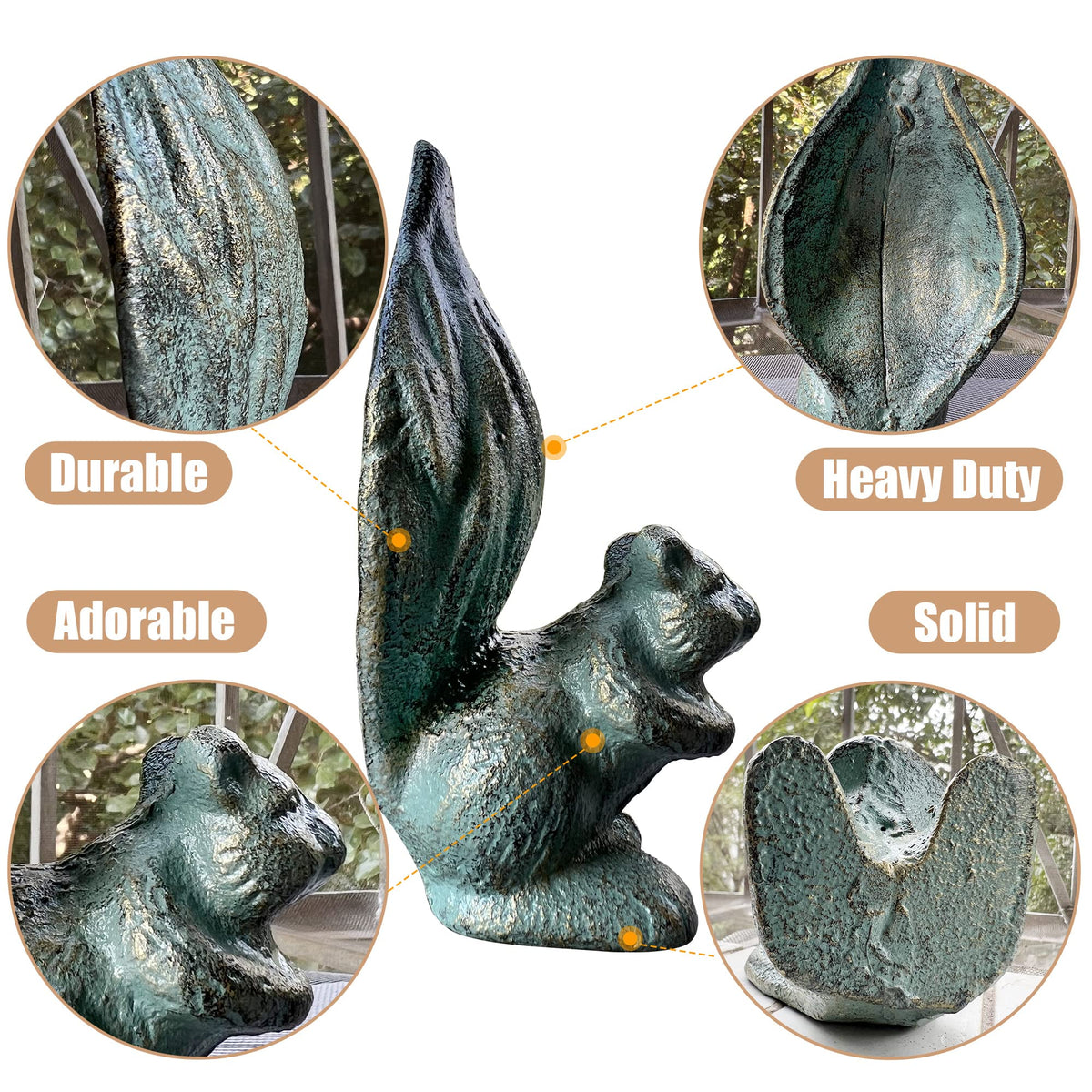 Cute Squirrel Cast Iron Bookends 2PCS Decorative Book - Livfodrm Official Imagery - 4
