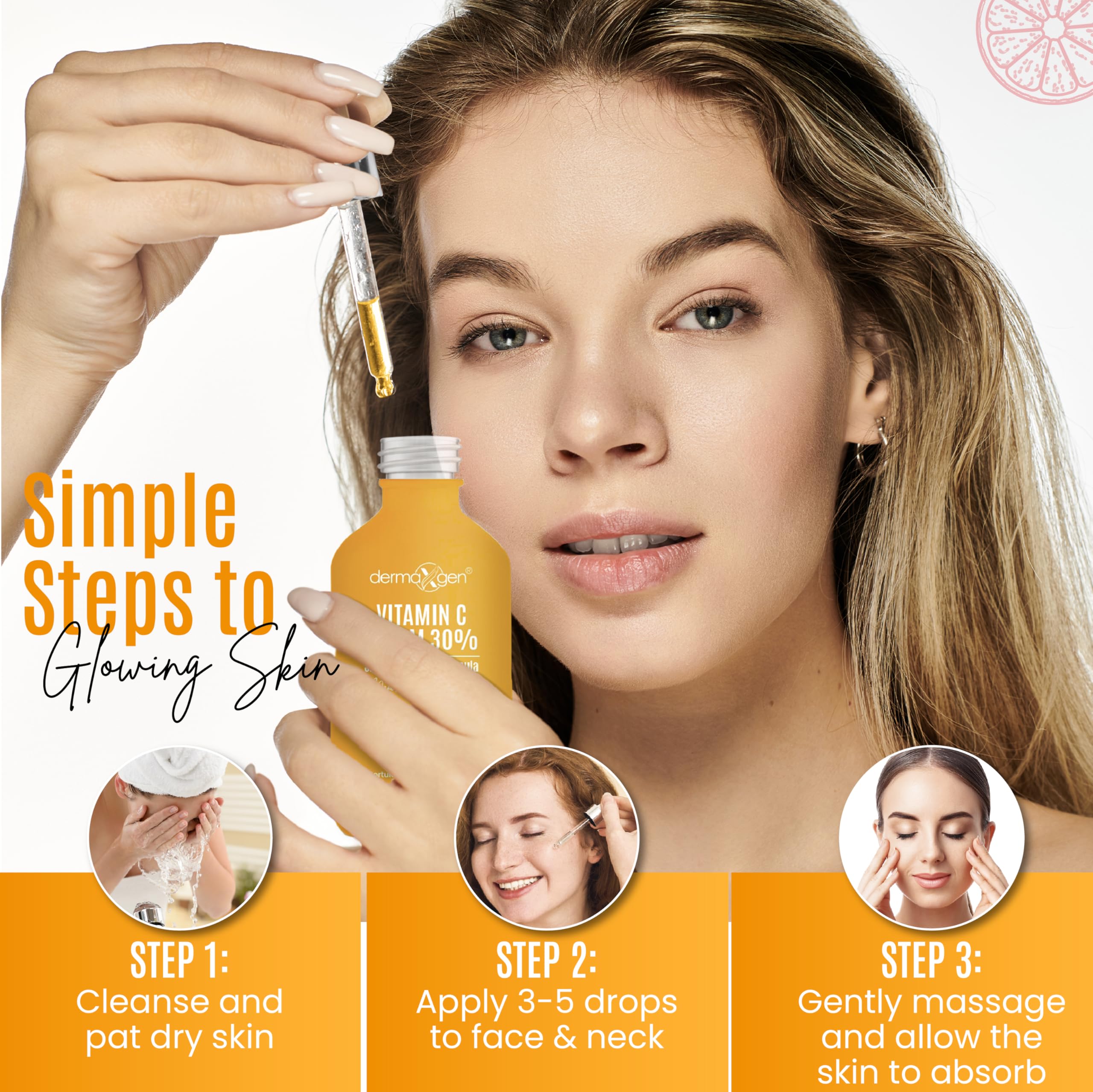 30 Vitamin C Serum Pure Organic Anti Wrinkle Hyaluronic Acid - DERMAXGEN Official Imagery - 6