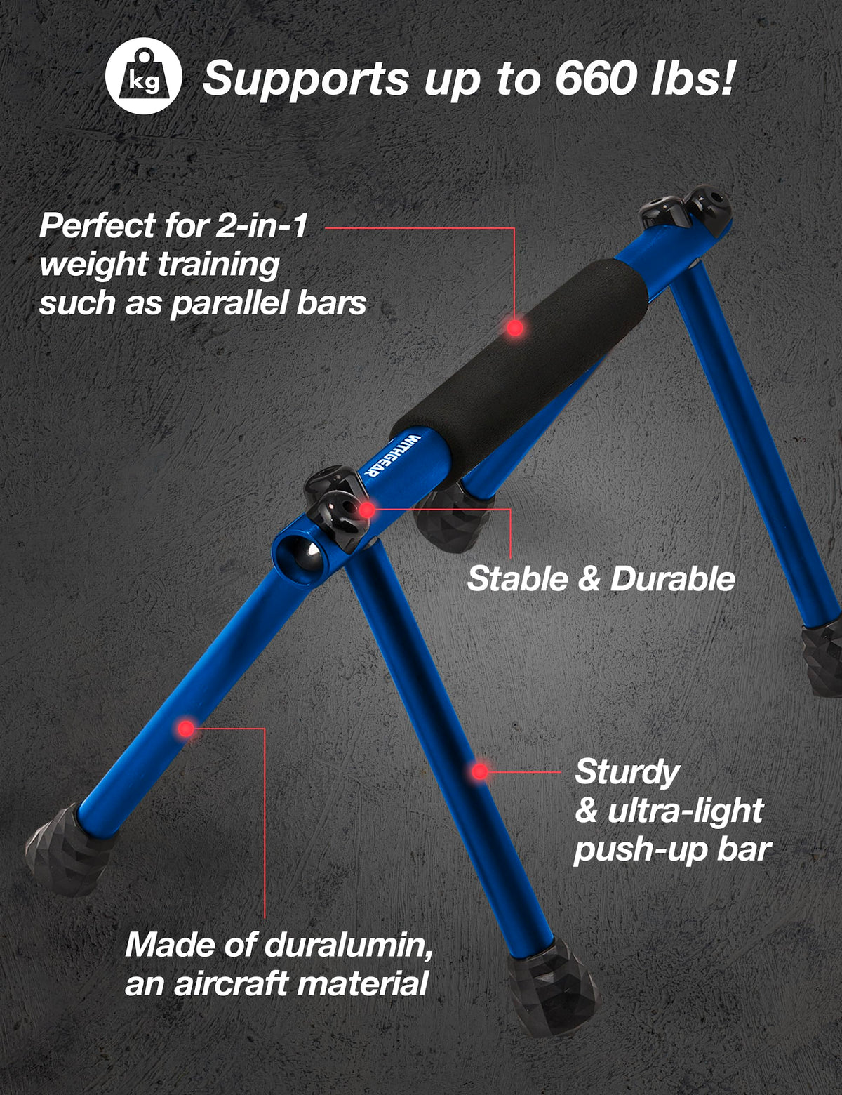 Push Up Bar Folding Dip Bar for Home Workout Lightweight - Withgear Official Imagery - 4