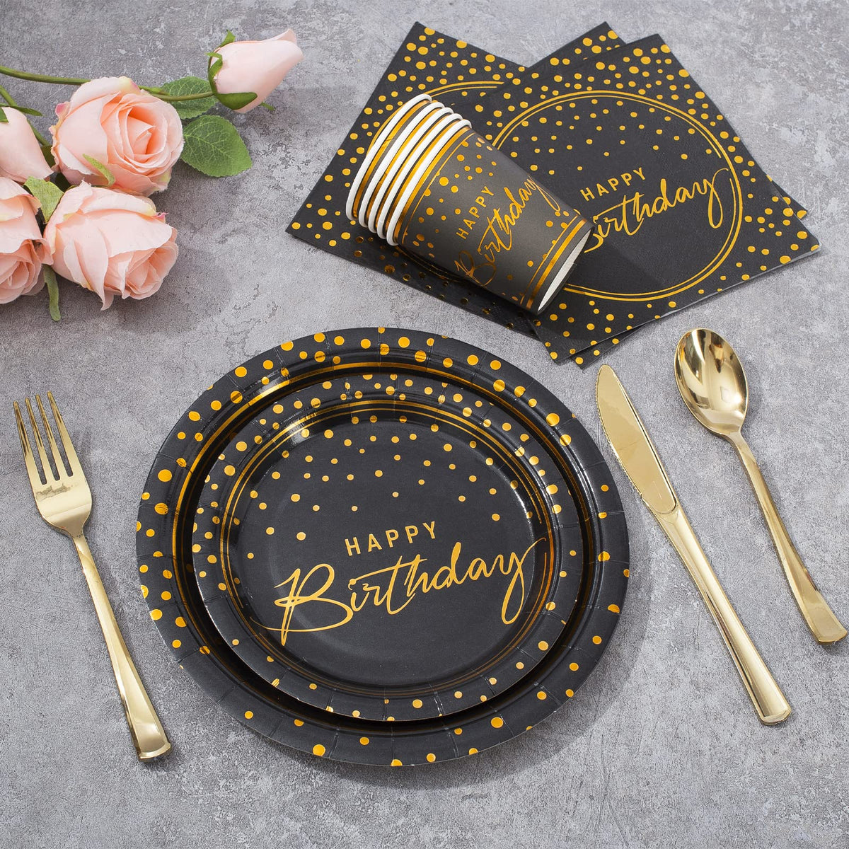 175PCS Happy Birthday Disposable Dinnerware Set Party - Tyzarglef Official Imagery - 3