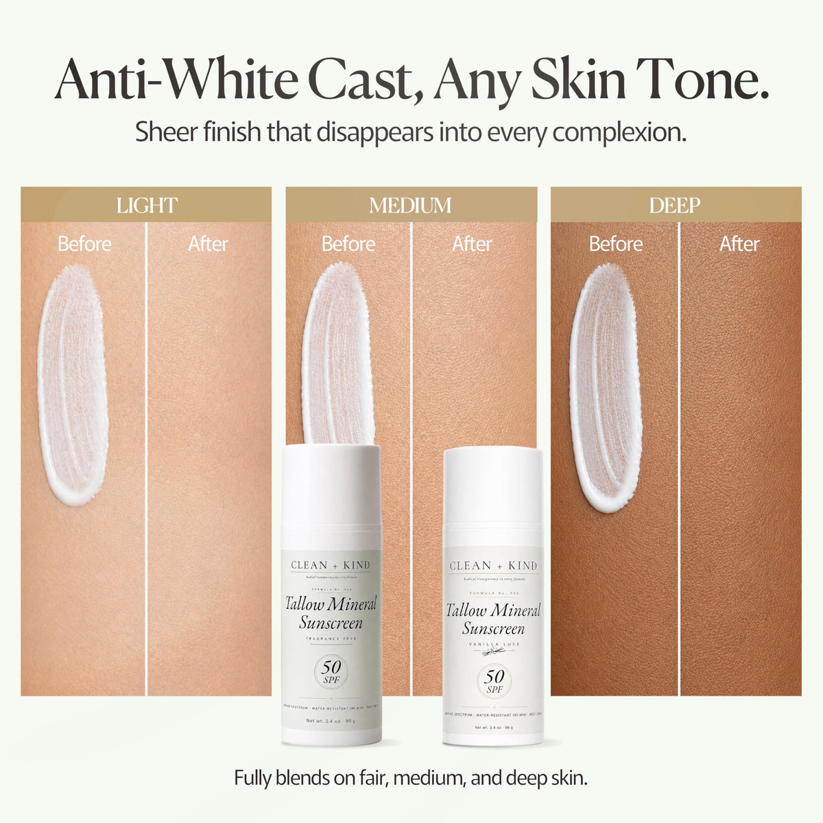 Organic Beef Tallow Sunscreen SPF 50 Zinc Oxide Unscented - Clean + Kind Official Imagery - 3