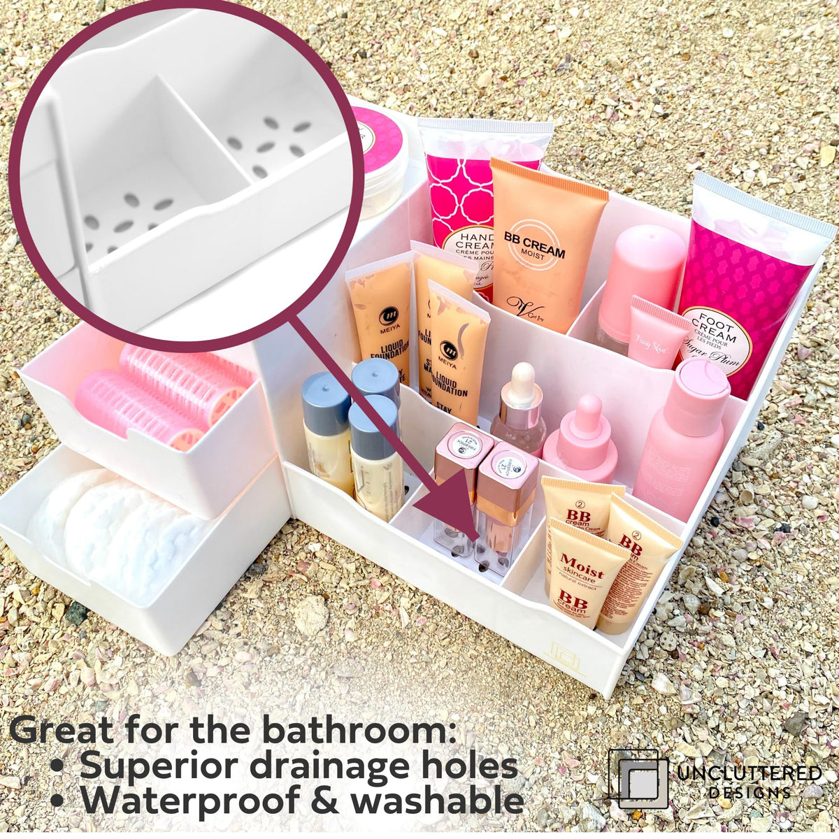 Makeup Organizer for Women White Dresser Top Organizer - Uncluttered Designs Official Imagery - 7