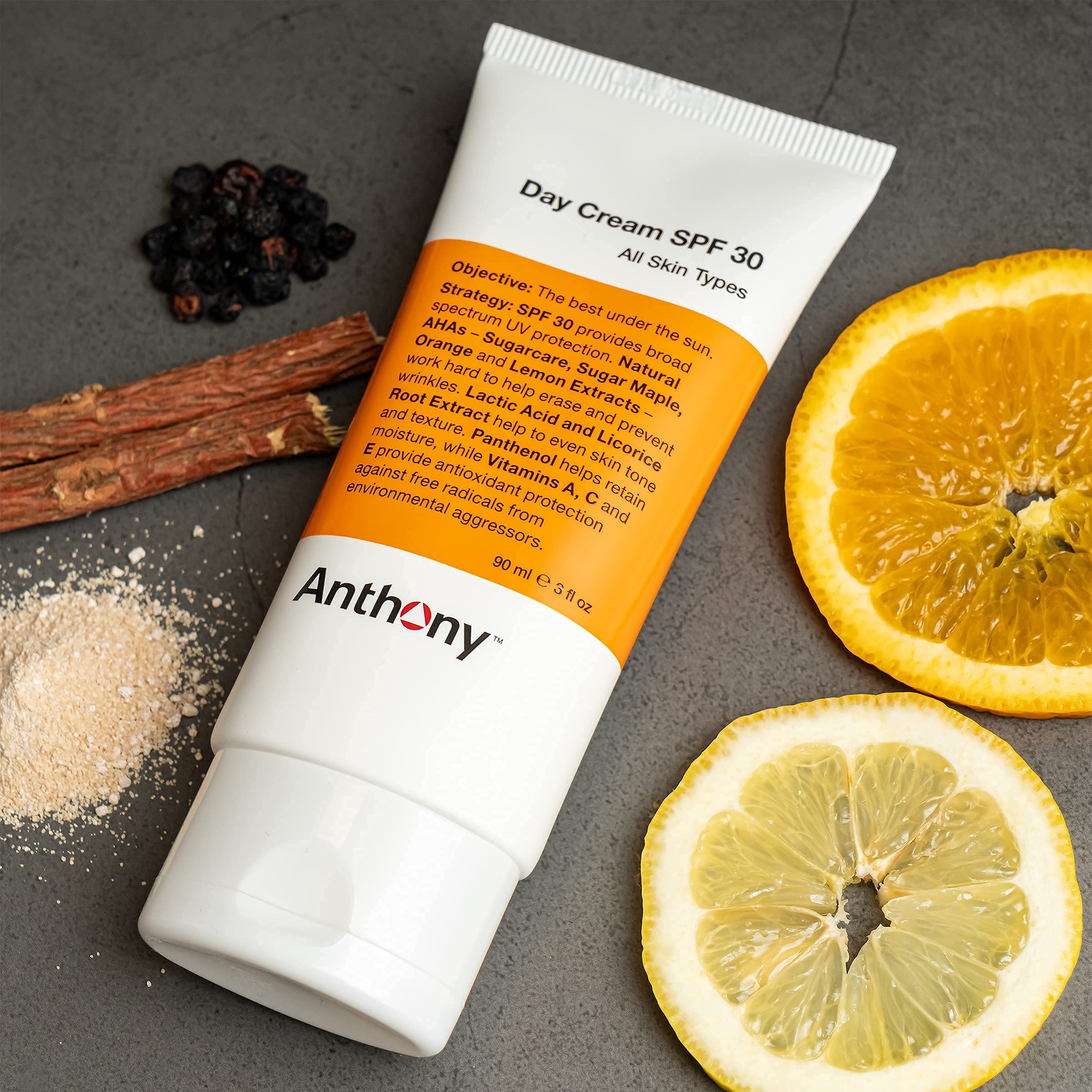 Anthony Day Cream SPF 30, 3 Fl Oz Algae Facial Cleanser, 8 Fl Oz. - Anthony