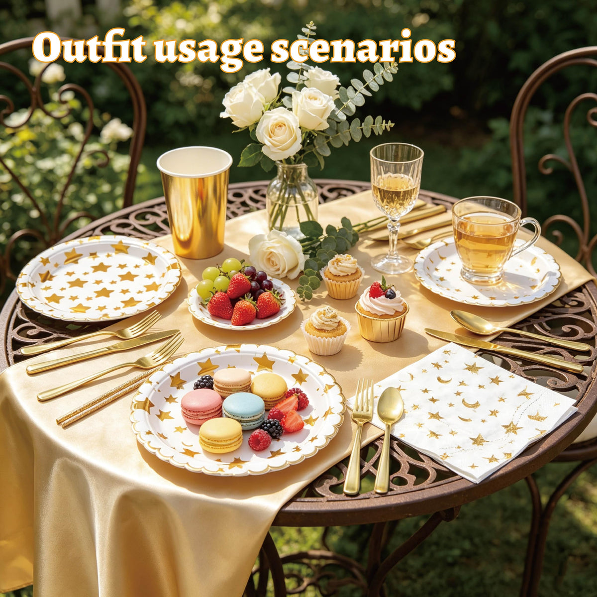 283PCS Gold Star Stamping Disposable Party Tableware Set for - ZSYFXT Official Imagery - 8