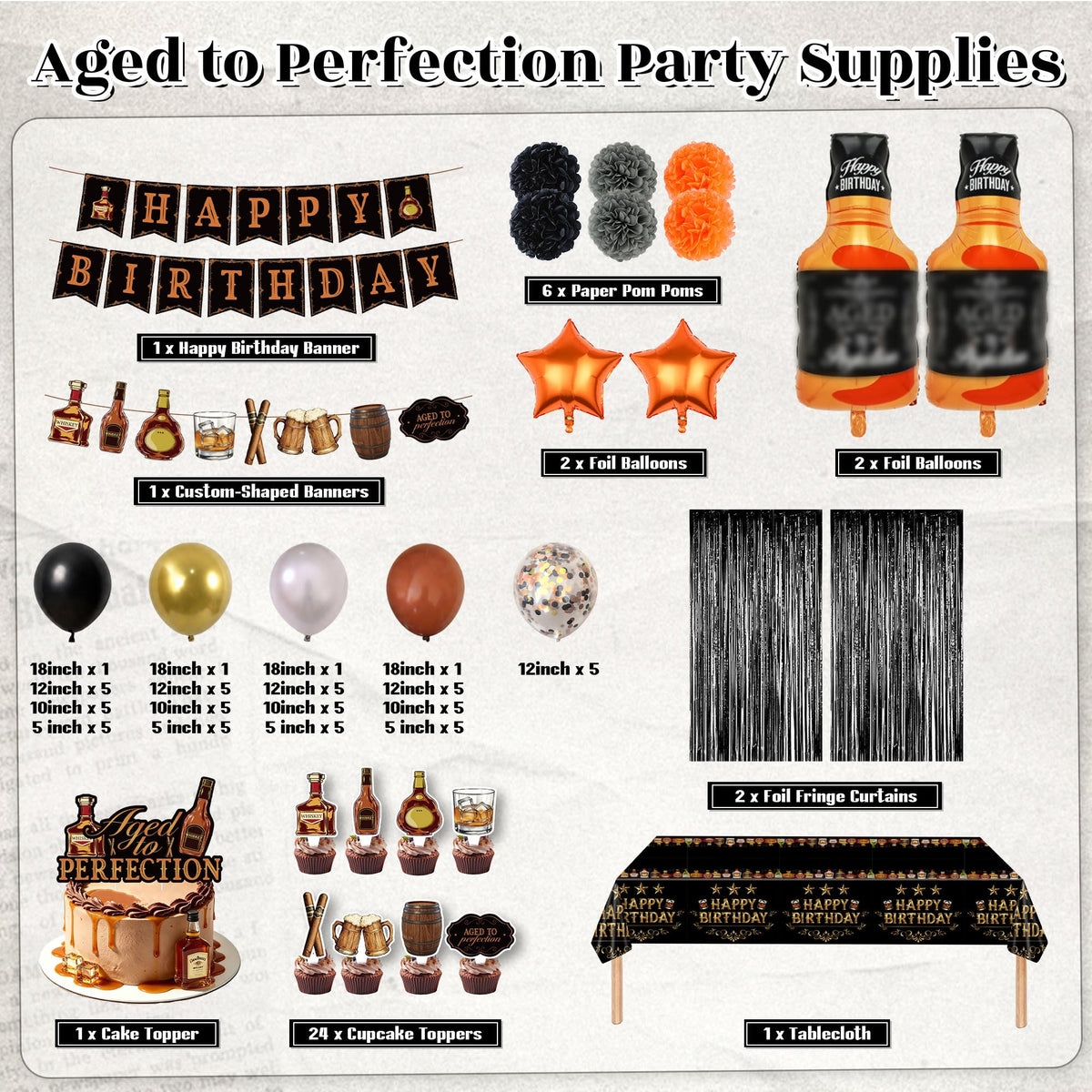 109PCS Whiskey Birthday Party Decorations for Men Aged to - HandTool Official Imagery - 4