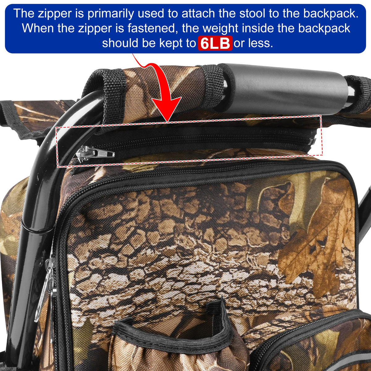 Backpack Stool Cooler Chair Heavy Duty 200 LBS Max Load - Kikerike Official Imagery - 4