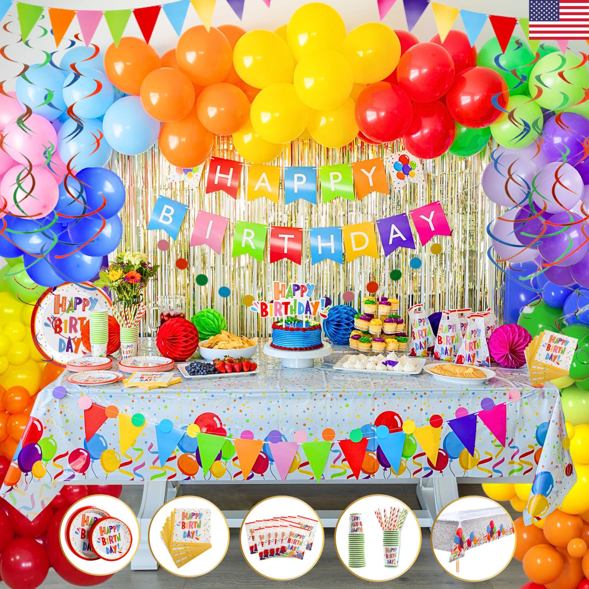 275 PC Colorful Birthday Party Decorations for Boy Girl - REGAL DECORATIONS Official Imagery - 1
