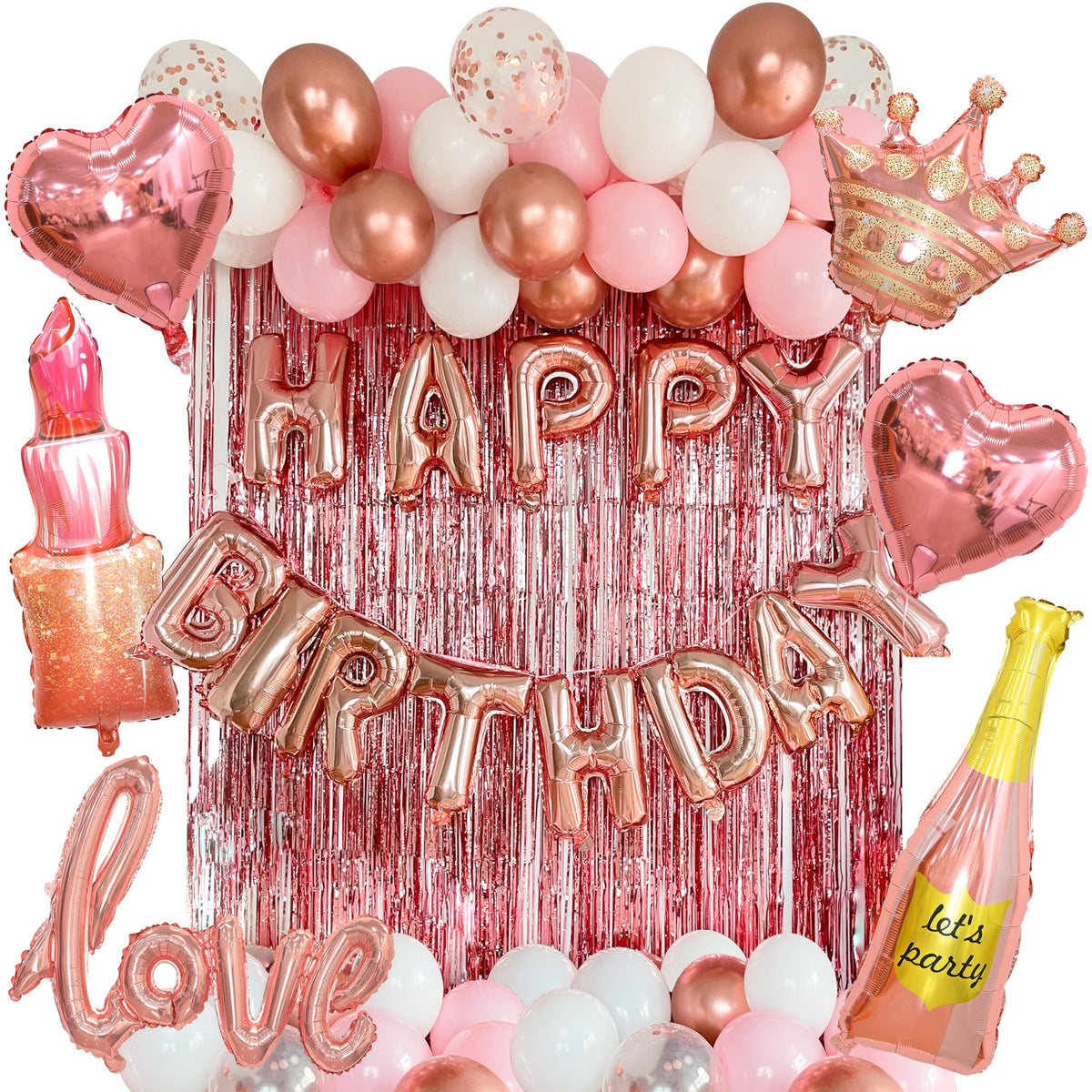 VIDAL CRAFTS 71 Piece Rose Gold Birthday Decorations for - Vidal Crafts for a perfect party Official Imagery - 1