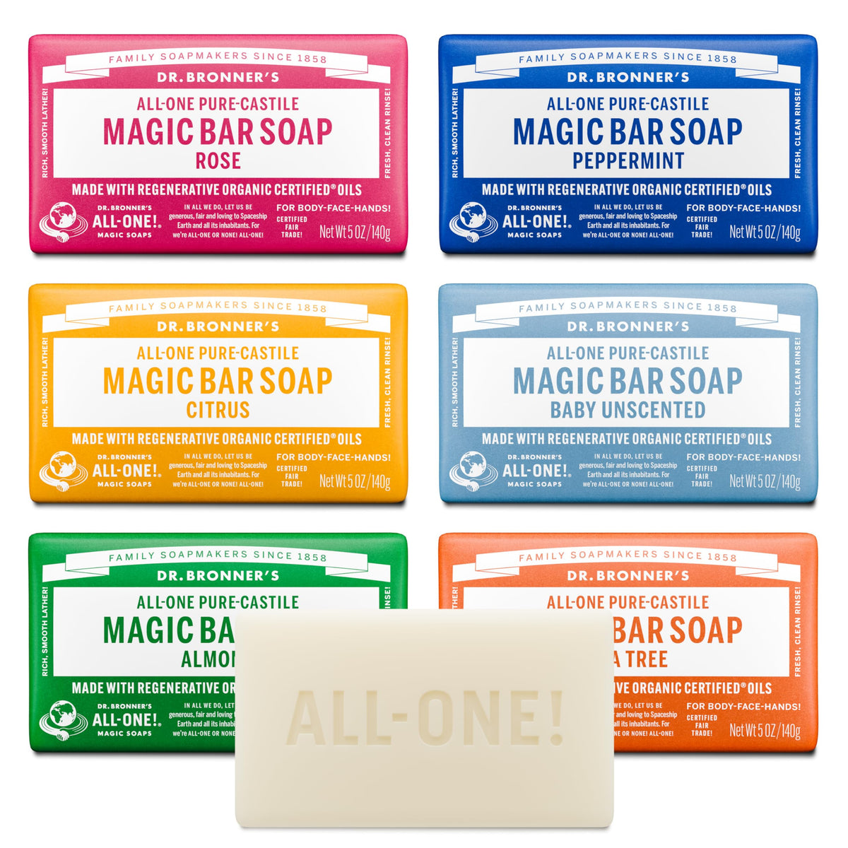 Dr Bronner s Pure Castile Bar Soap for Men Women 5 oz - Dr. Bronner's Official Imagery - 2