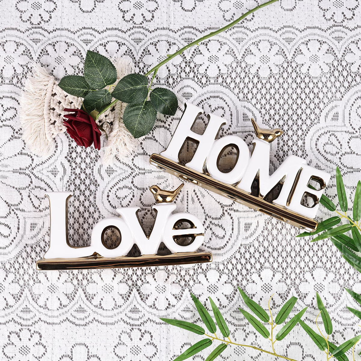 Love Sign Decor White and Gold Room Decor Aesthetic Knick - PlivBloom Official Imagery - 6
