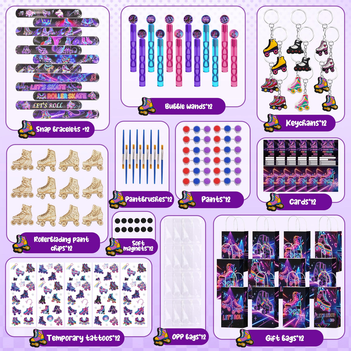 120pcs Roller Skate Party Favors Kit for Kids DIY Paint - HandTool Official Imagery - 4