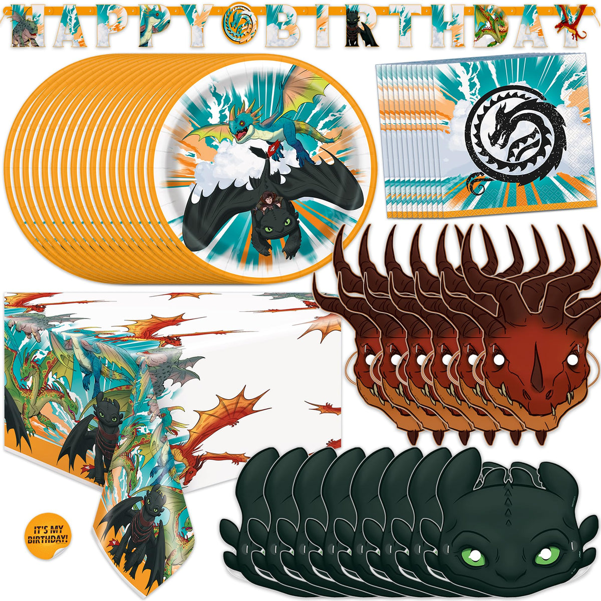 How to Train Your Dragon Party Supplies with Banner Mask - Unique Official Imagery - 1