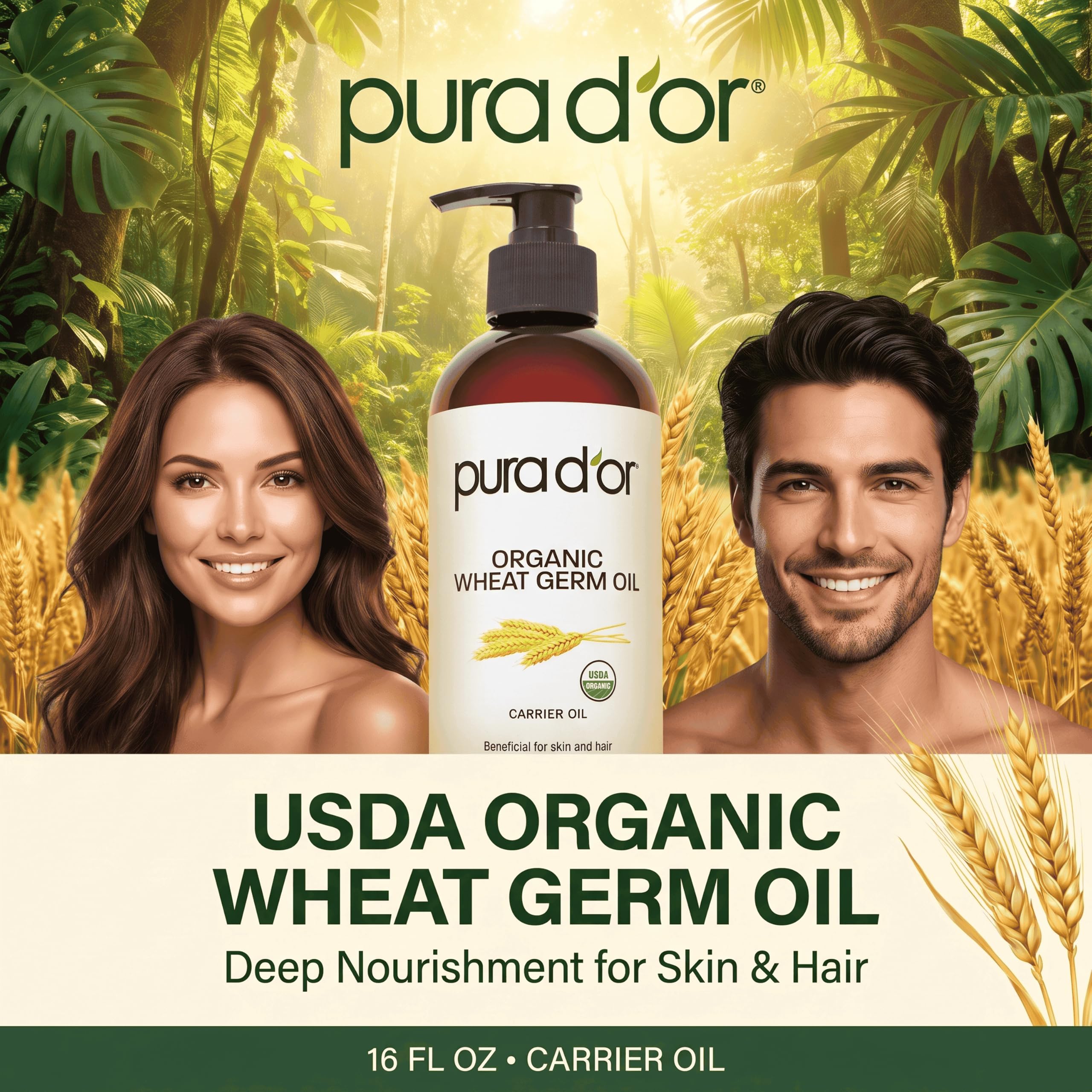 PURA D'OR 16 Oz ORGANIC Wheat Germ Oil - 100% Pure & Natural USDA - PURA D'OR Official Product View 3