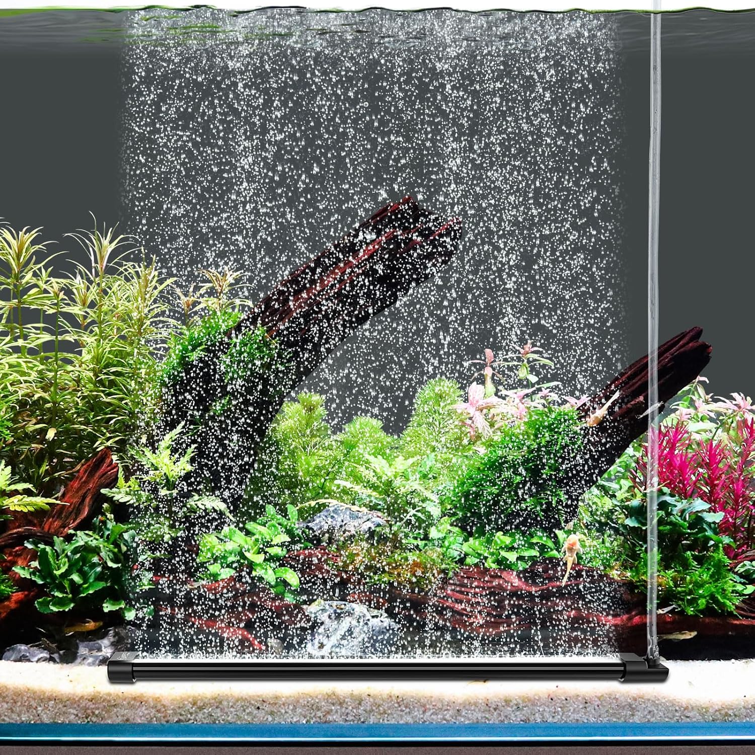 hygger Aquarium Bubble Curtain Wall with air stones and accessories, quiet fish tank aeration system for vibrant aquatic environments