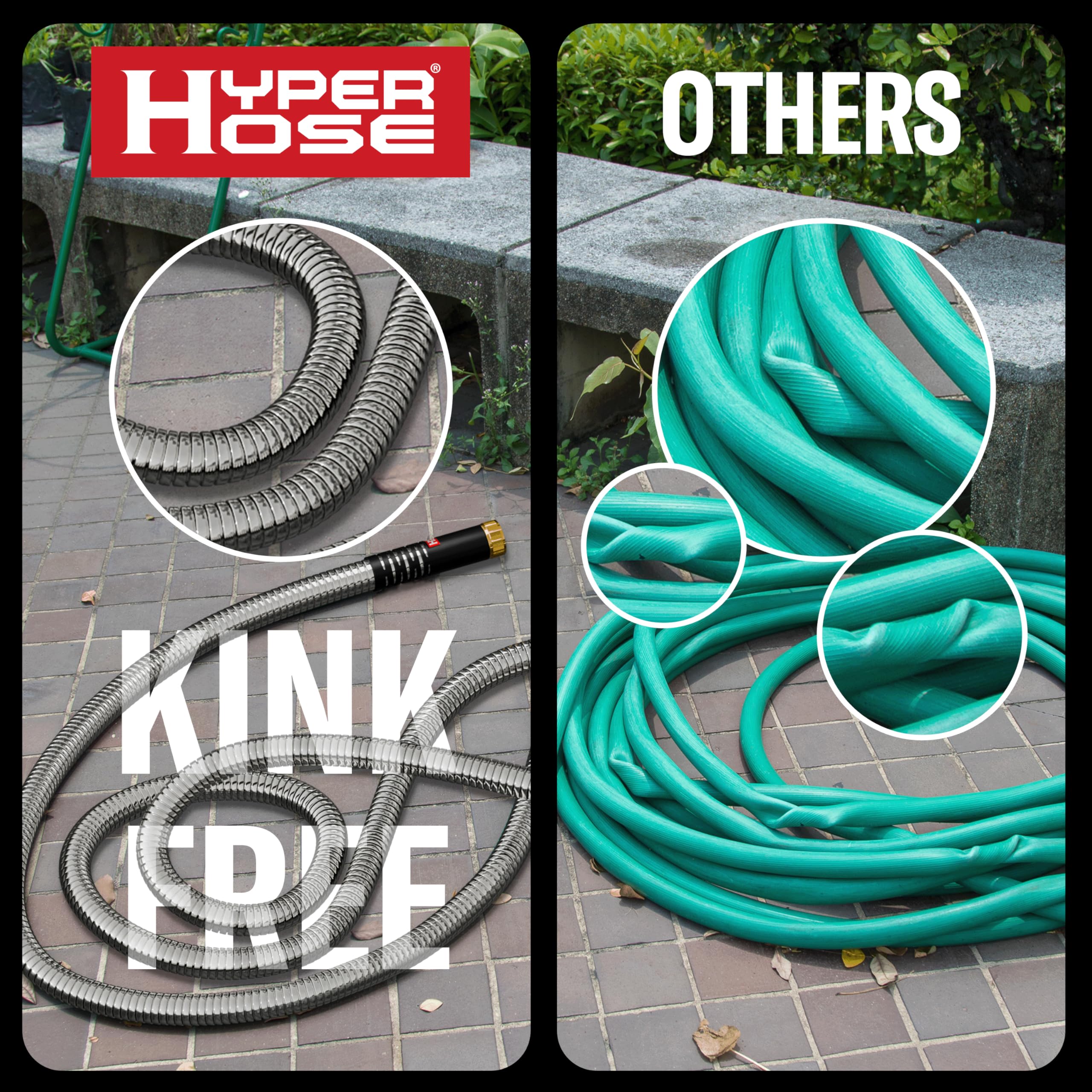 HYPER HOSE Best 100 ft Metal Garden Hose Set - No-Kink Durable 31 - HYPER HOSE Official Product View 7