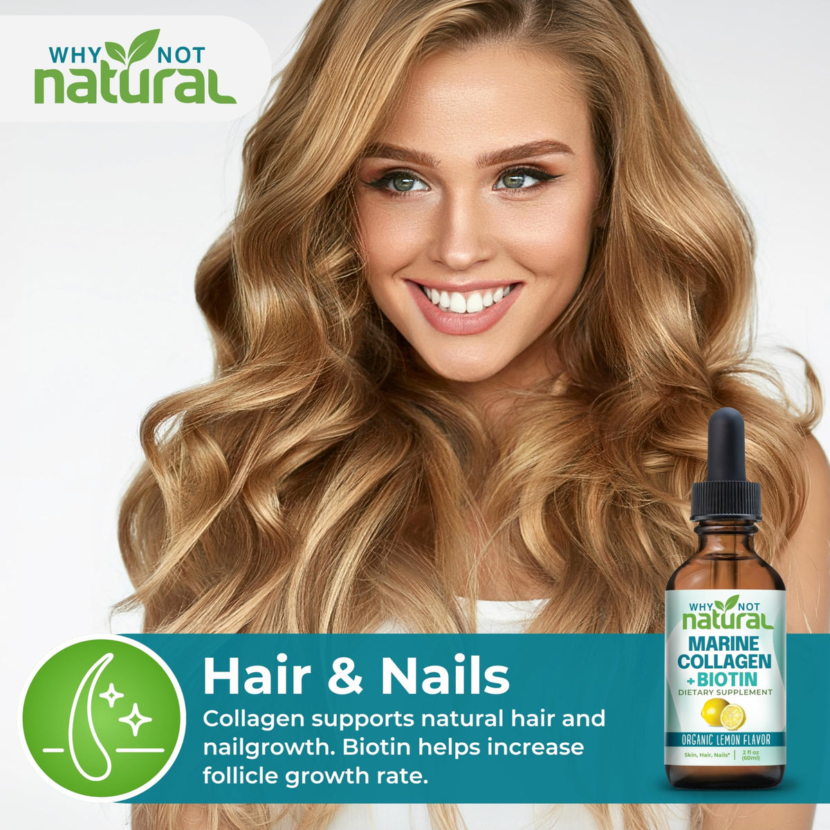 Liquid Collagen Plus Biotin Drops - Why Not Natural Official Imagery - 4