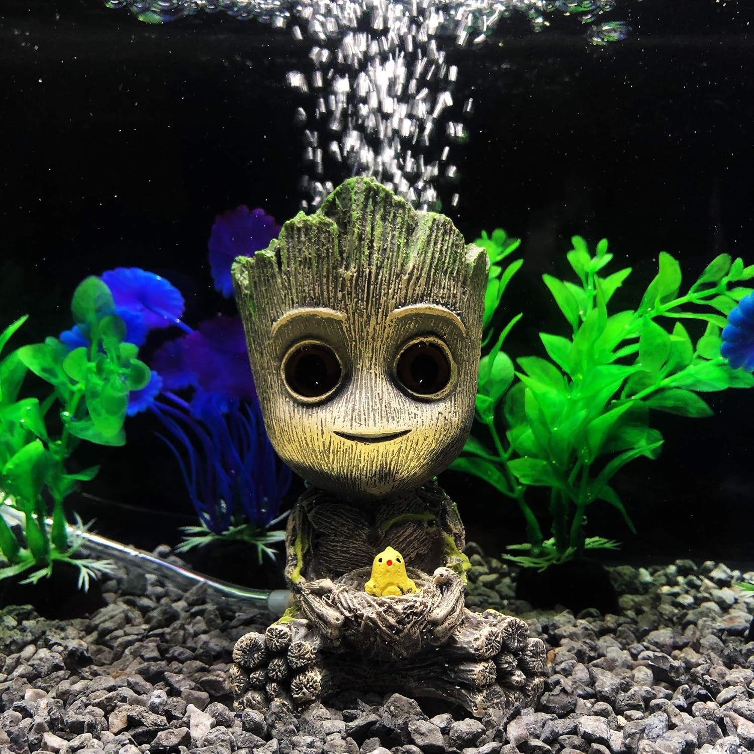 Aquarium Groot air bubbler decorations and fish tank air stone set by AnxunJim, featuring Groot character and bubbles for fish tank aeration.