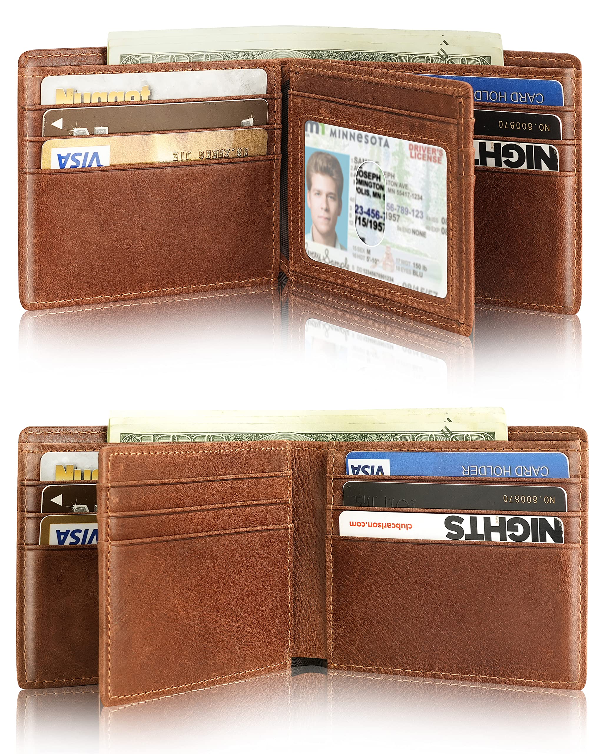 Artpaxy Men's Leather AirTag Wallet – RFID Blocking
