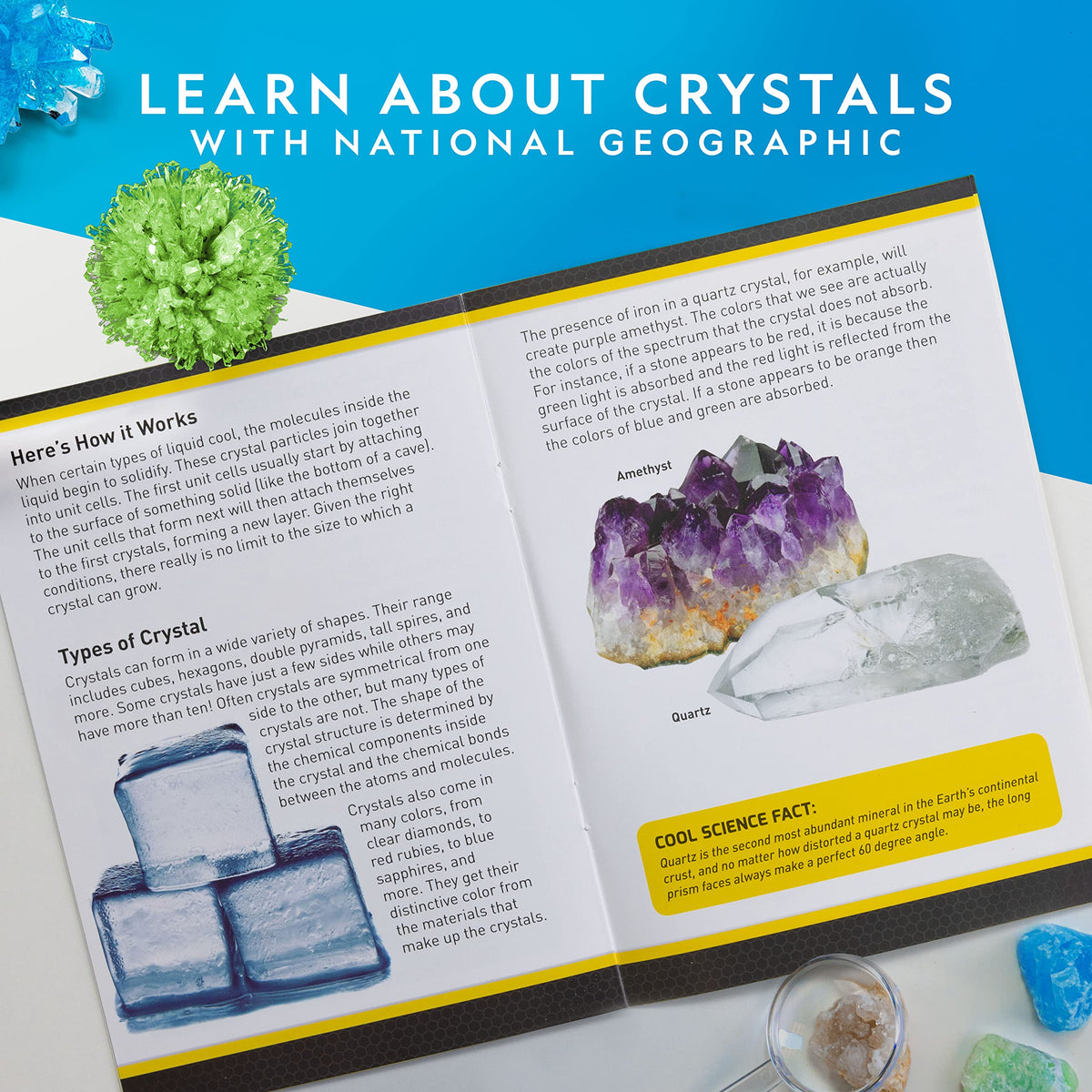 National Geographic Crystal Growing Kit with 3 Crystals for - Blue Marble Official Imagery - 8
