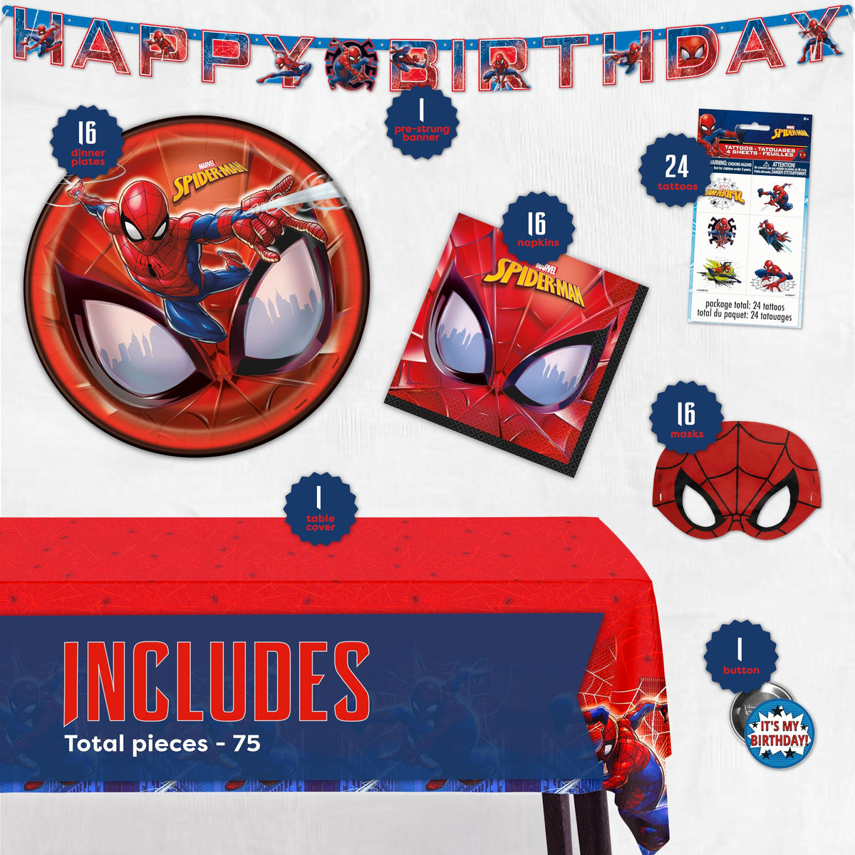 Spiderman Birthday Decorations Party Supplies with Banner - Unique Official Imagery - 3