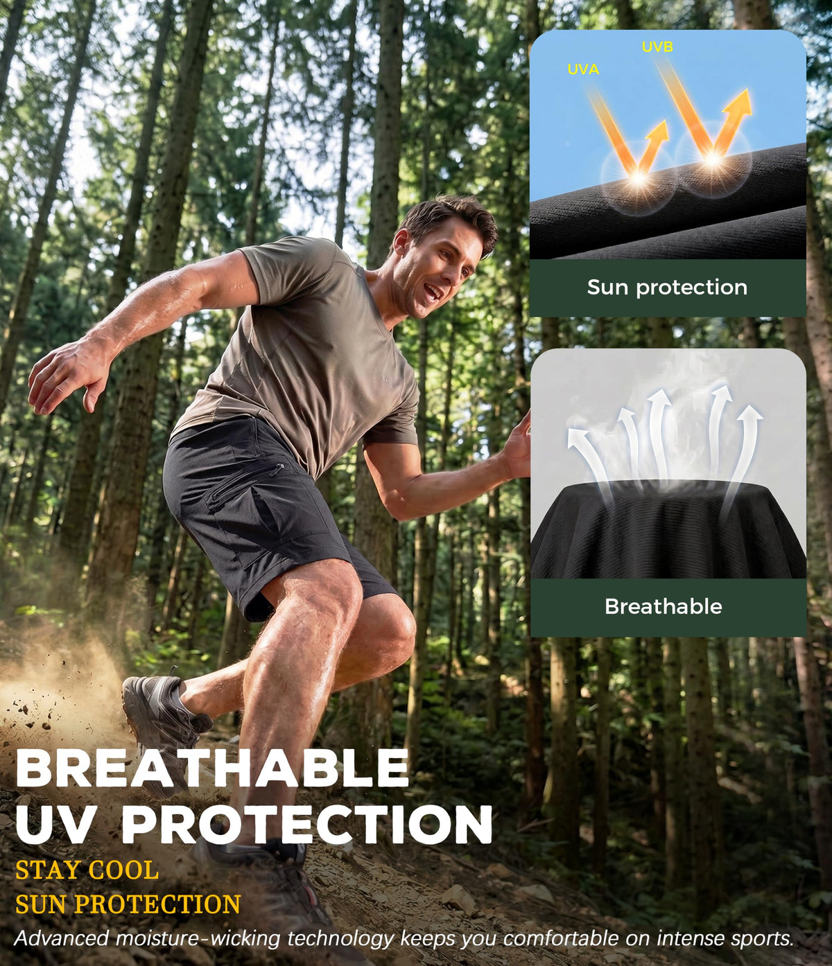Yufawow Men s Hiking Cargo Golf Hybrid Shorts 9 Lightweight - Yufawow Official Imagery - 6