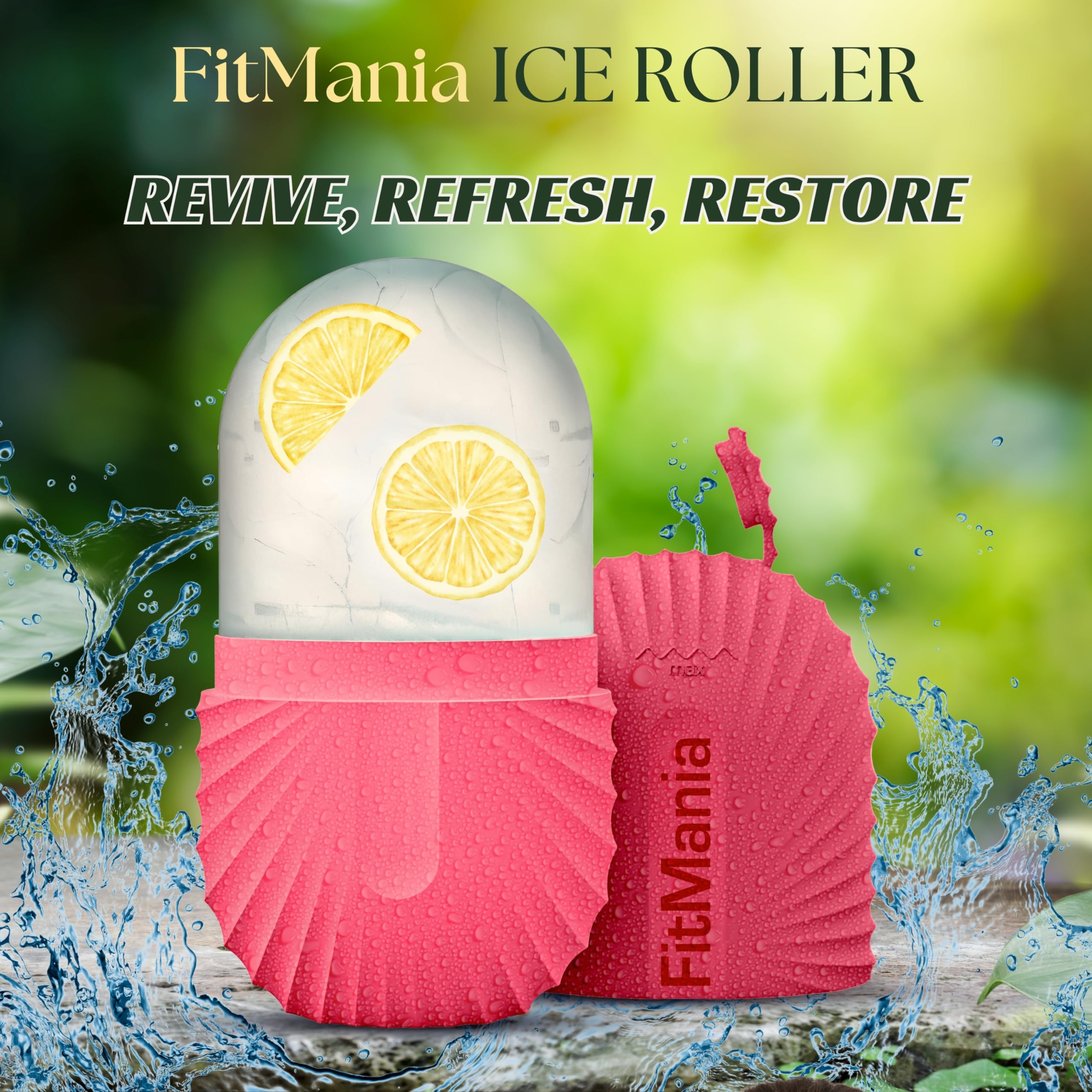 FitMania Ice Roller for Face with two premium massager heads, a beauty tool for soothing and refreshing skin.