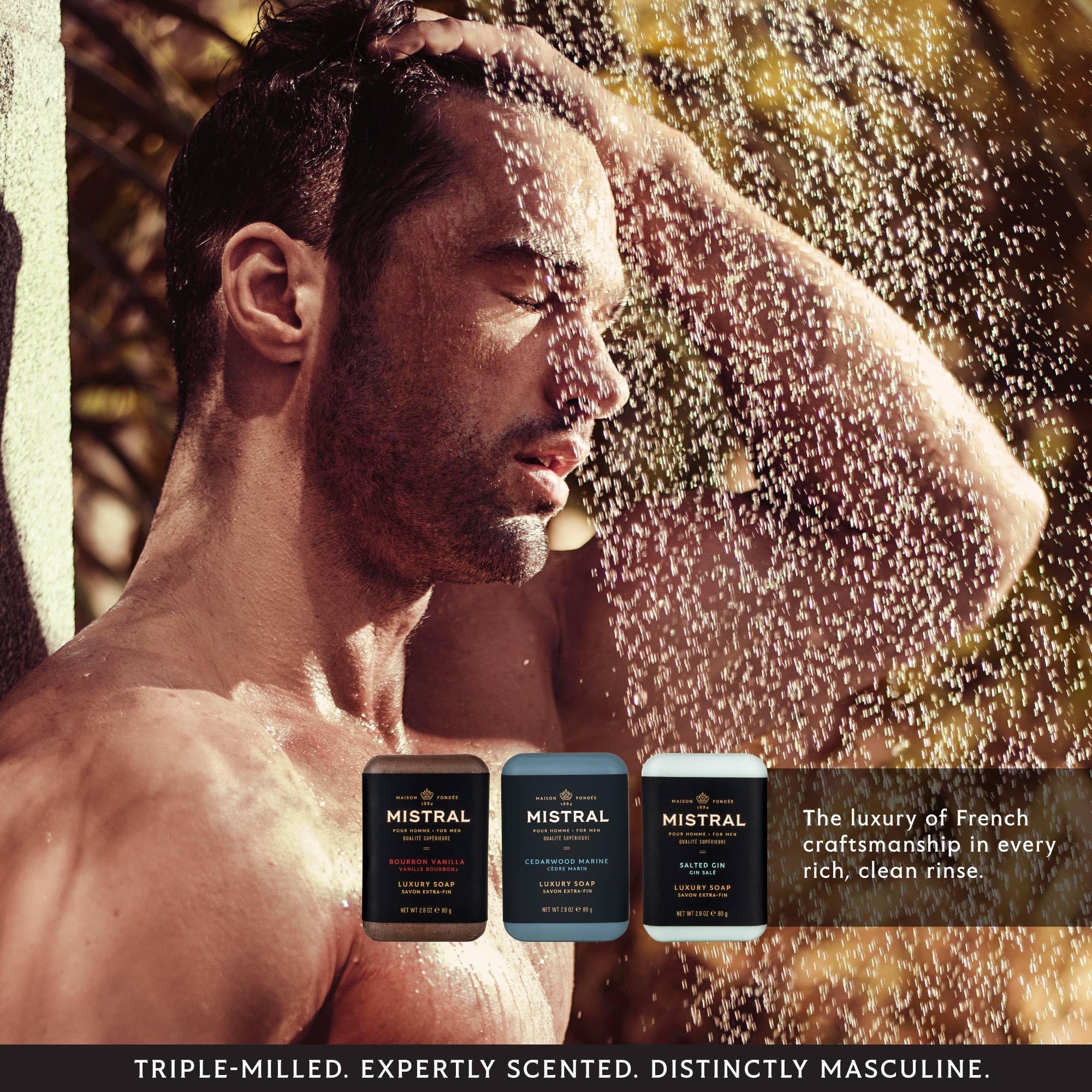 Mistral Voyager Men's Soap Gift Set with Travel Case, 3-Piece Set