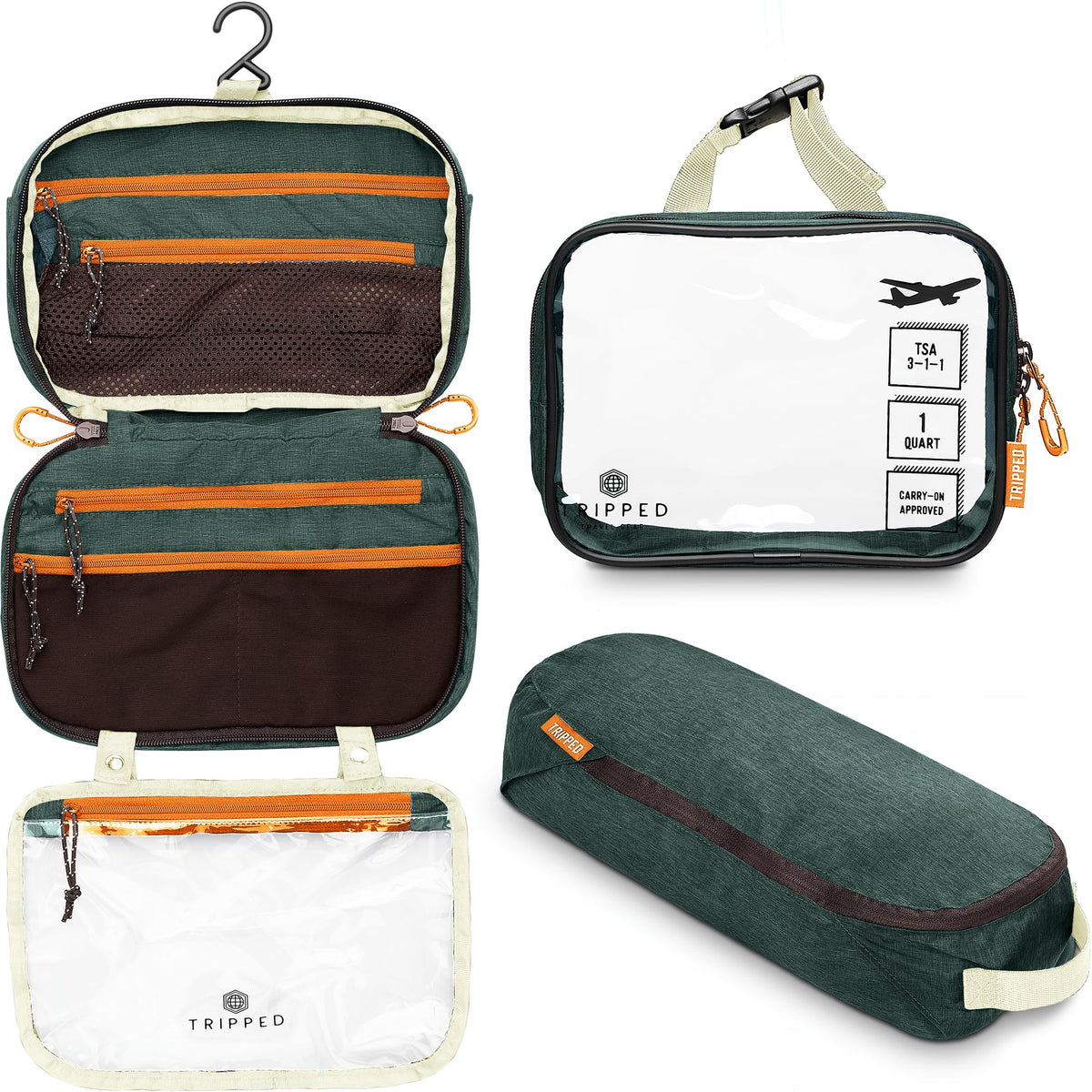 TRIPPED Travel Gear 3 Piece Travel Toiletry Bag Set - TRIPPED Travel Gear Official Imagery - 1