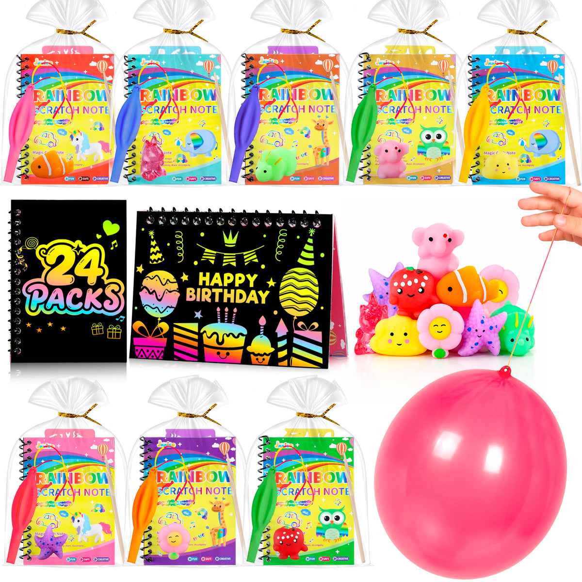 24 3 Pack Party Favors for Kids 120 PCS Scratch Art Balloon - JMMICO Official Imagery - 1
