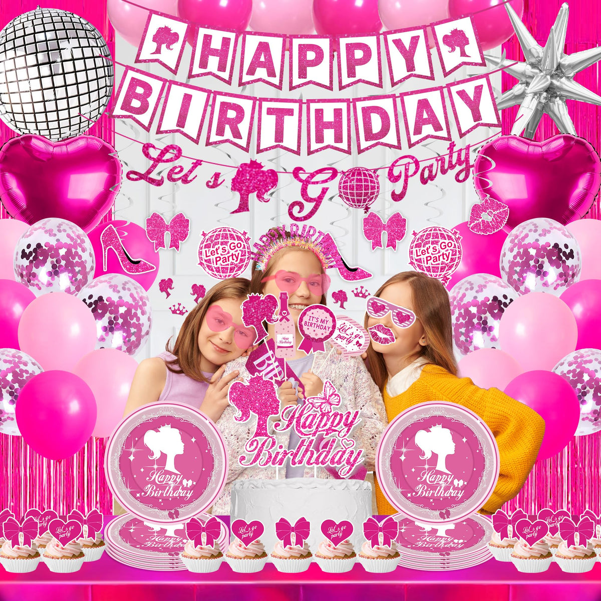 99 Piece Hot Pink Birthday Party Decorations for Women - JOLJUMP Official Imagery - 8