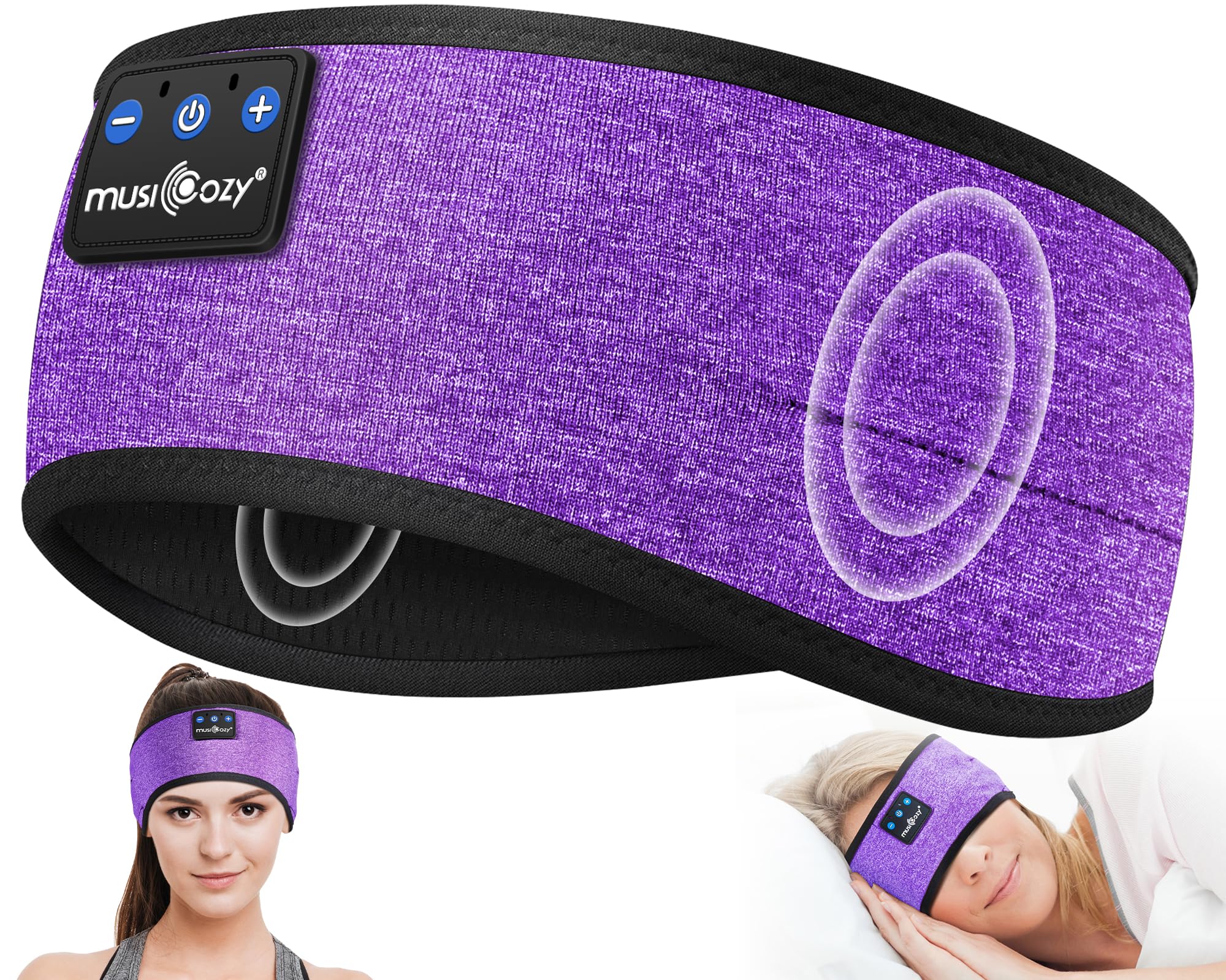 MUSICOZY Sleep Headphones Bluetooth Headband Headphones for Side by MUSICOZY - Angle View 1