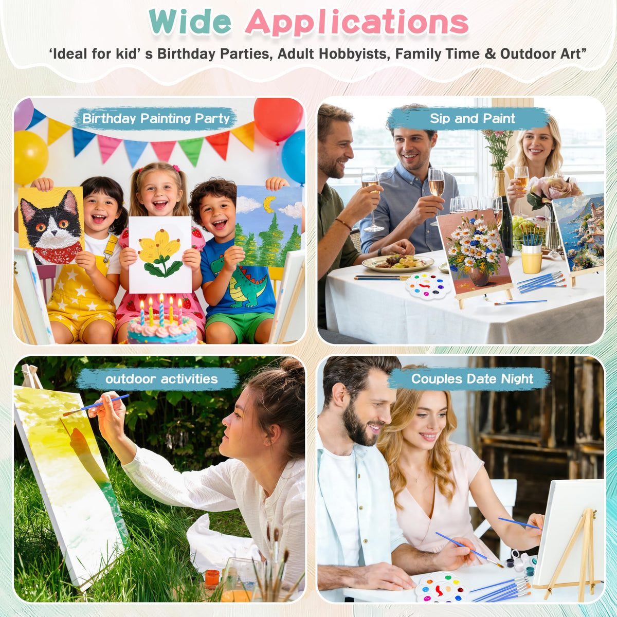 12 Pack 8x10 Canvas and Easel Set Paint and Sip Kit for - BIDDFA Official Imagery - 8