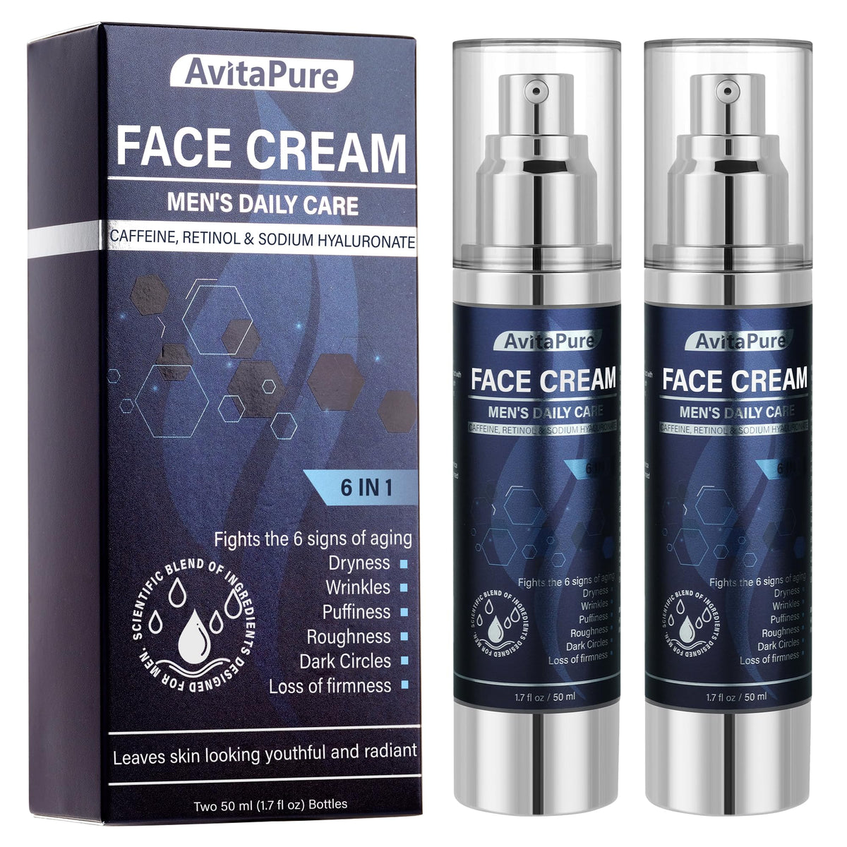 6 in 1 Face Cream for Men Daily Hydrating Moisturizer for - AVITAPURE Official Imagery - 2