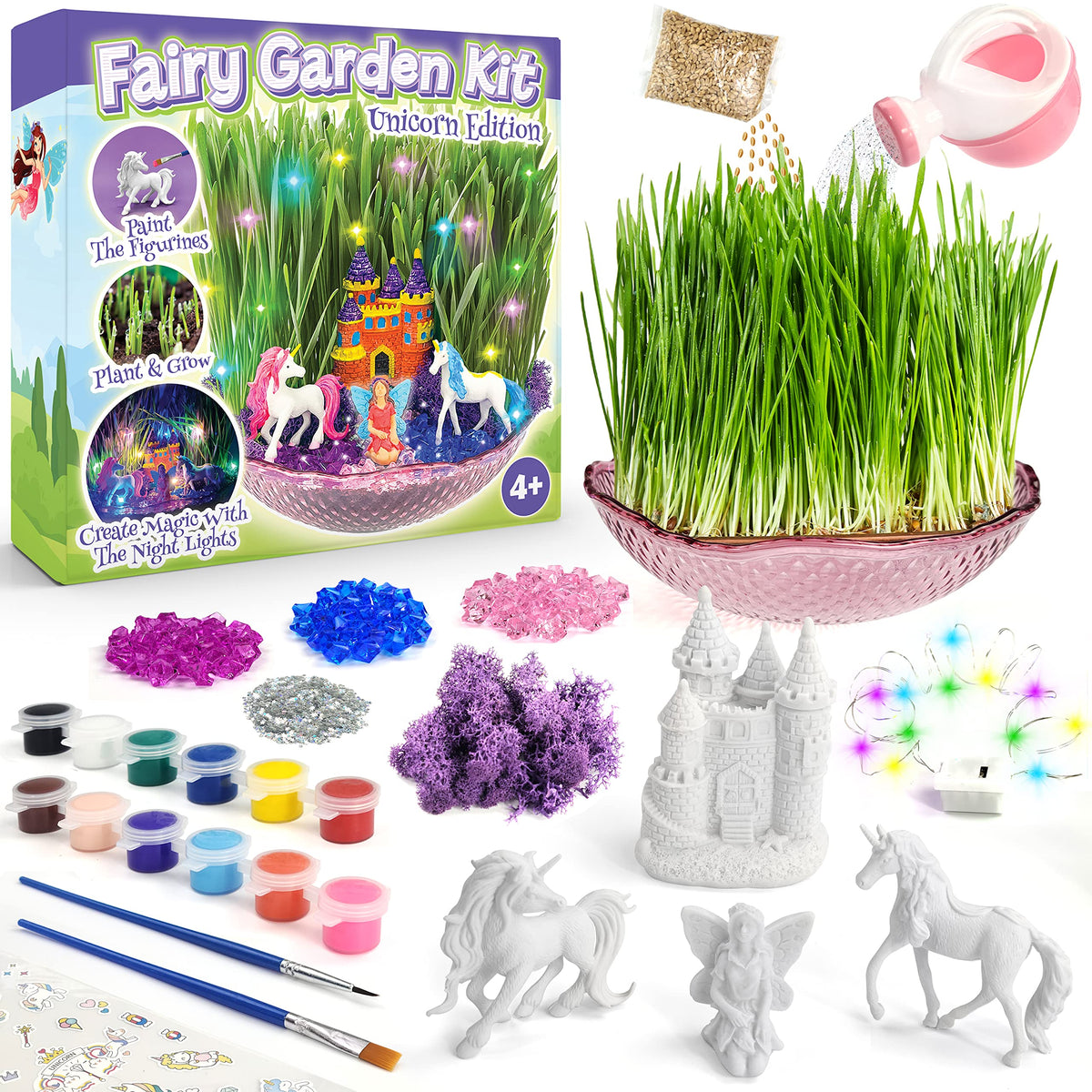 BLOONSY Unicorn Fairy Garden Kit for Kids Light Up Terrarium - BLOONSY Official Imagery - 5