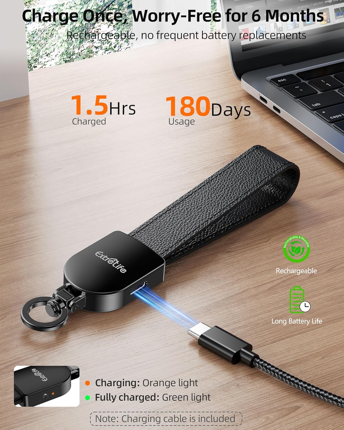 Leather car keychain from ExtreLife compatible with Apple Find My, featuring a sleek design for women and men.