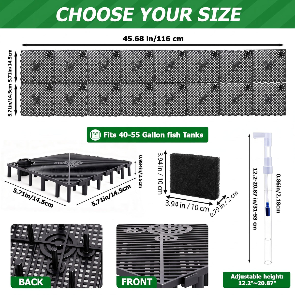 Sieral Undergravel Aquarium Filter for 40 55 Gallon Fish - Sieral Official Imagery - 3