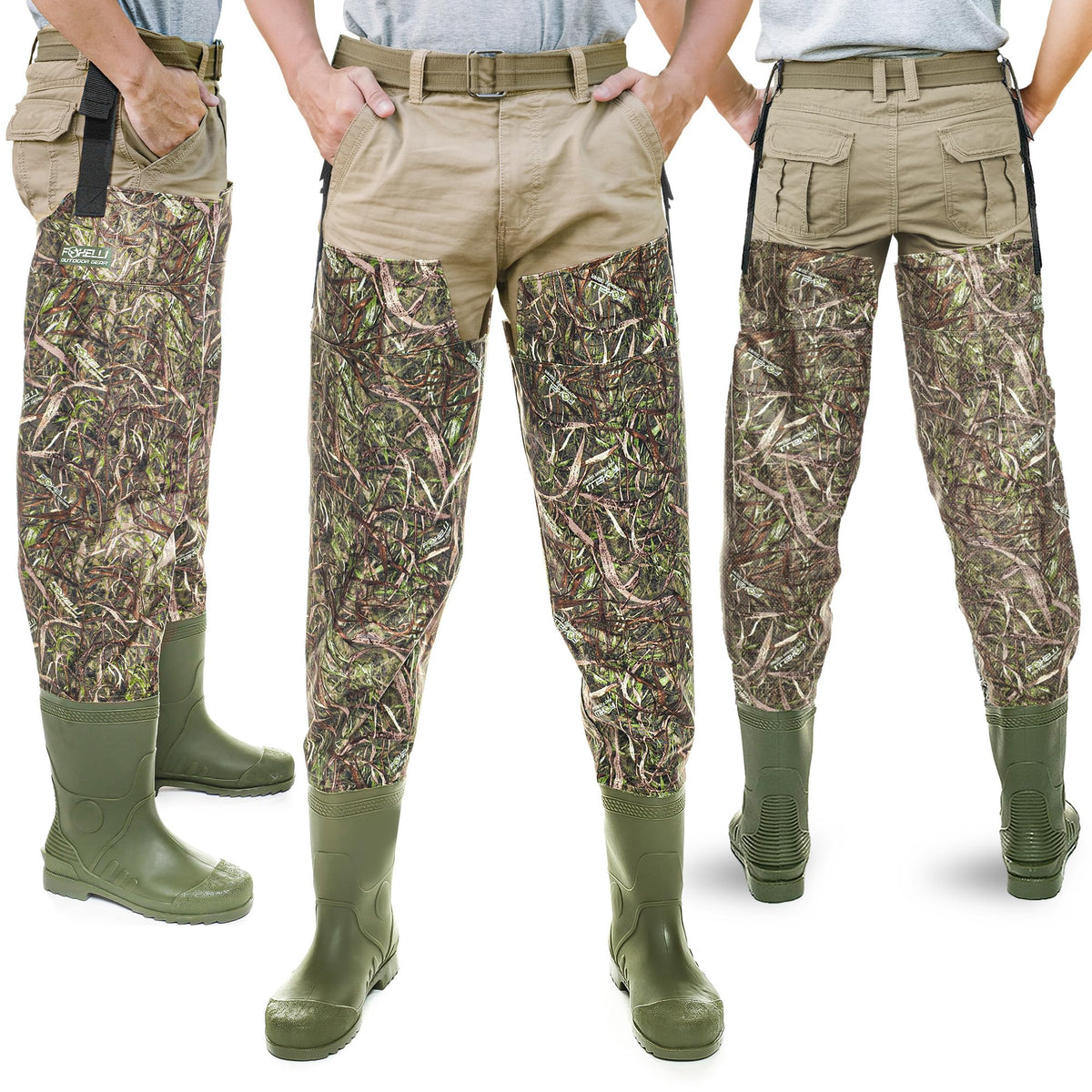 Foxelli Hip Waders Waterproof Camo Waders for Men Women with - Foxelli Official Imagery - 3