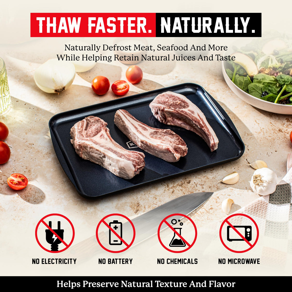 BLAZIN THAW Defrosting Tray for Frozen Meat - BLAZIN' THAW Official Imagery - 6
