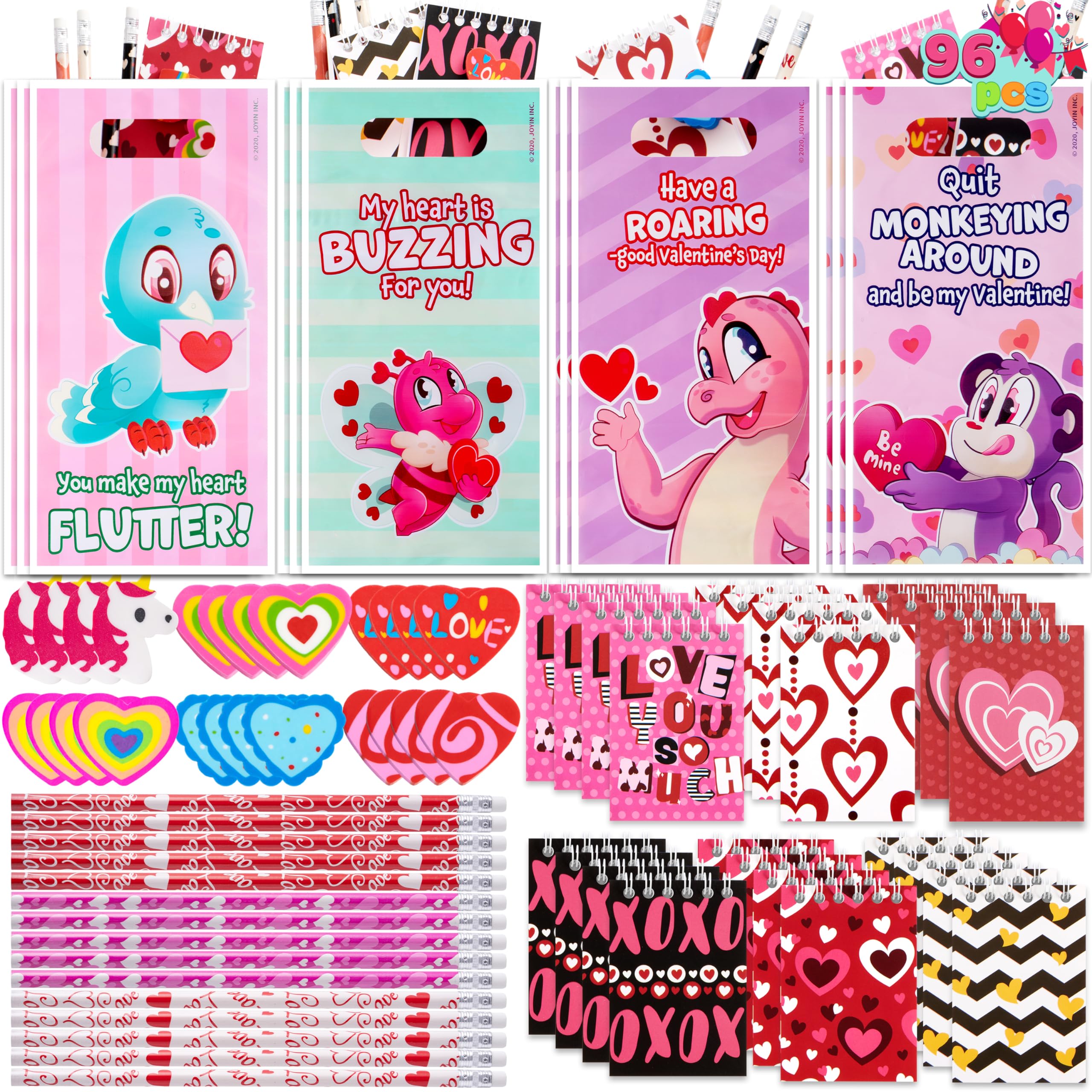 JOYIN 24packs Valentines Day Stationery Gifts, 96pcs Party Favor - Product Imagery