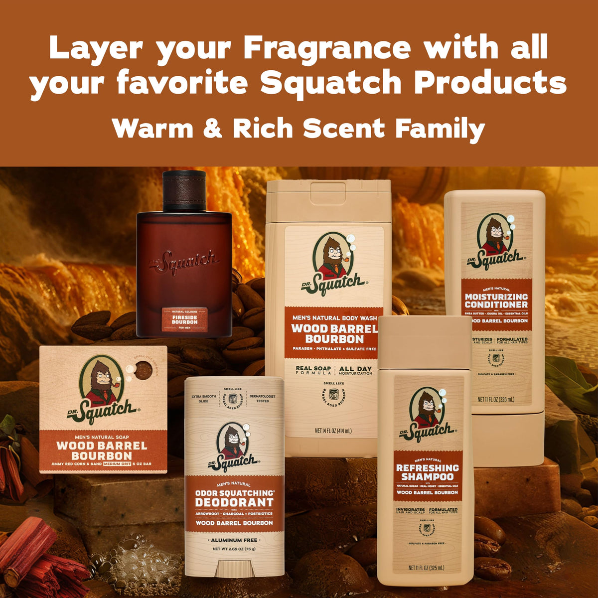 Dr Squatch Natural Cologne for Men Fireside Bourbon Men s - Dr. Squatch Official Imagery - 6