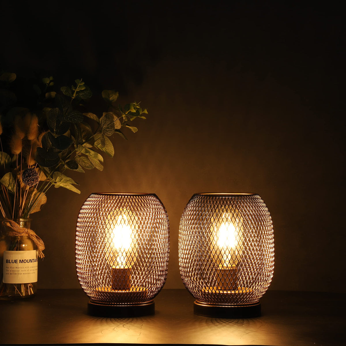 JHY DESIGN Set of 2 Metal Cage LED Lantern Battery Powered - JHY DESIGN Official Imagery - 6