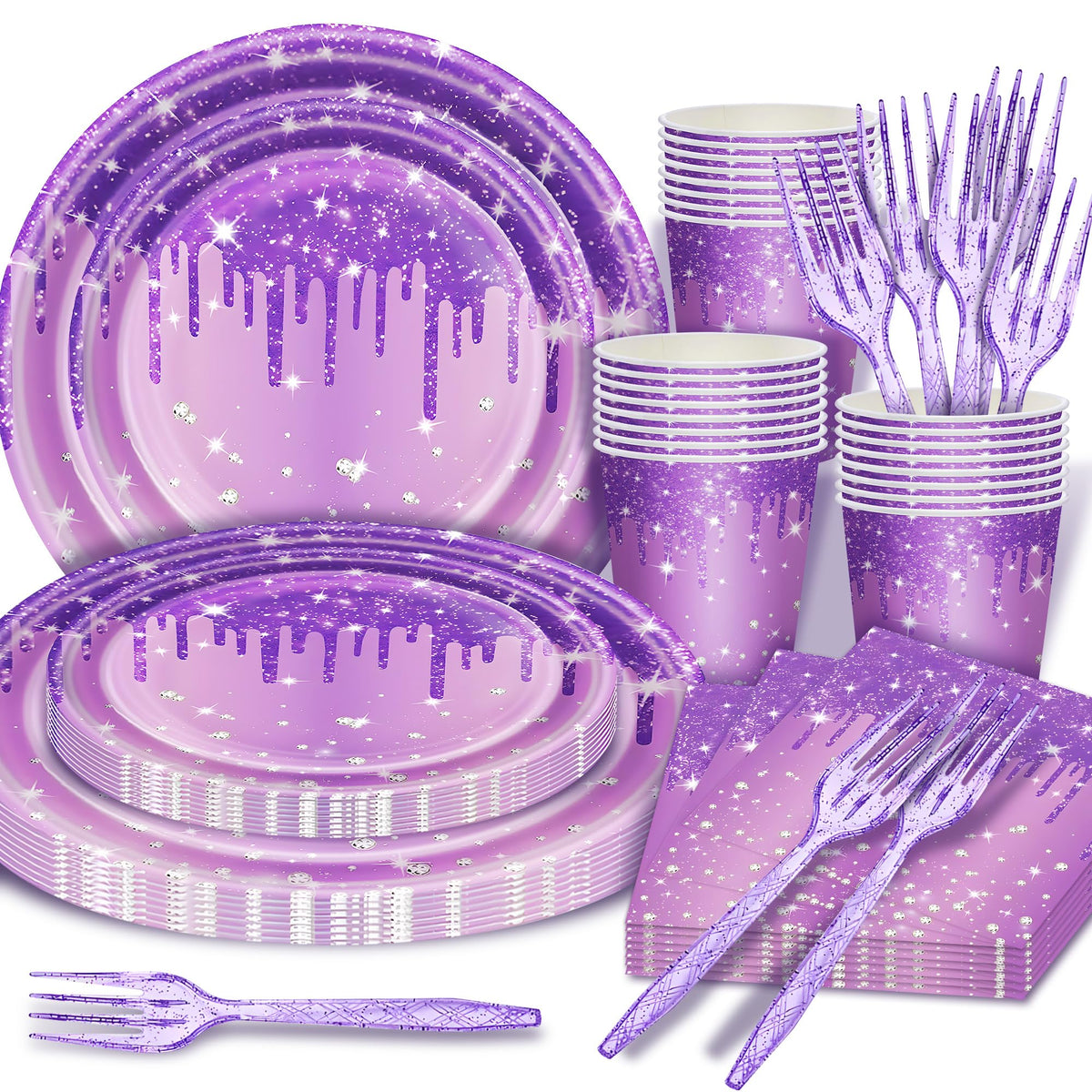 199 Pcs Purple Birthday Party Decorations For Women Happy - Party Spot! Official Imagery - 8
