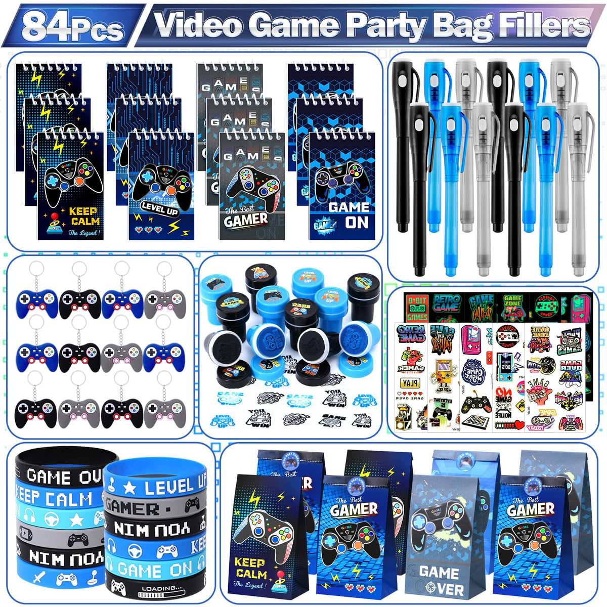 84Pcs Video Game Party Favors Birthday Supplies Kids Boys - Mishopy Official Imagery - 8