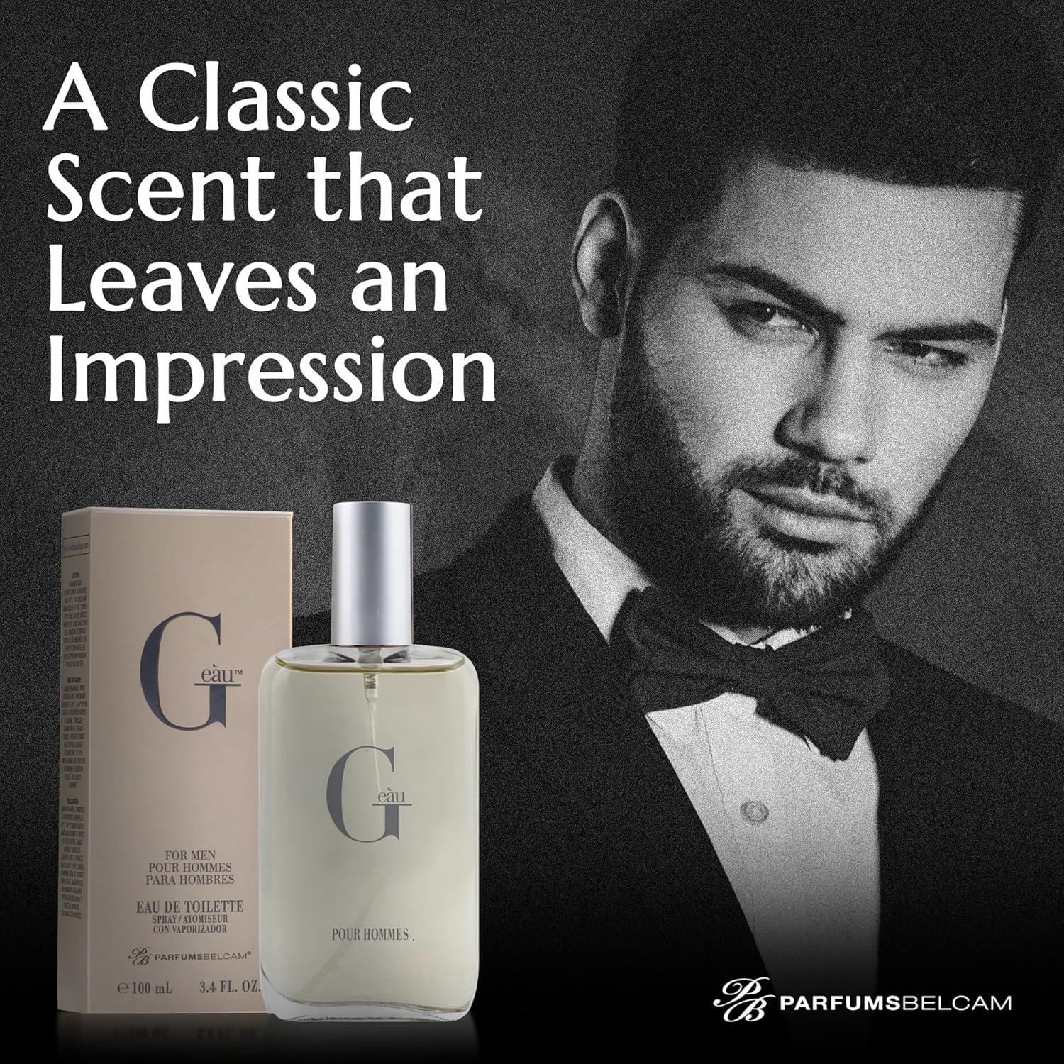 PB ParfumsBelcam G Eau de Toilette spray for men in 3.4 fl oz bottle, featuring a sleek design and masculine fragrance.