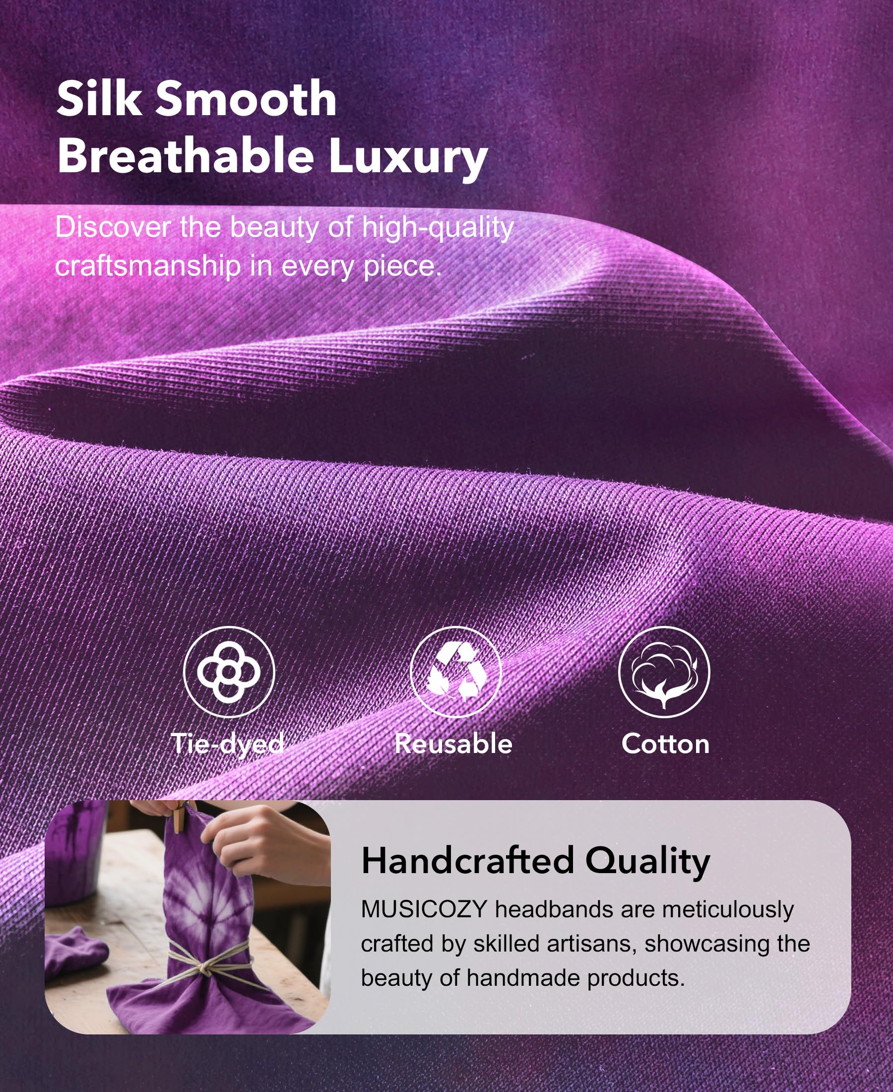 MUSICOZY Sleep Headphones Tie-Dye Bluetooth Headband Headphone fo by MUSICOZY - Angle View 4