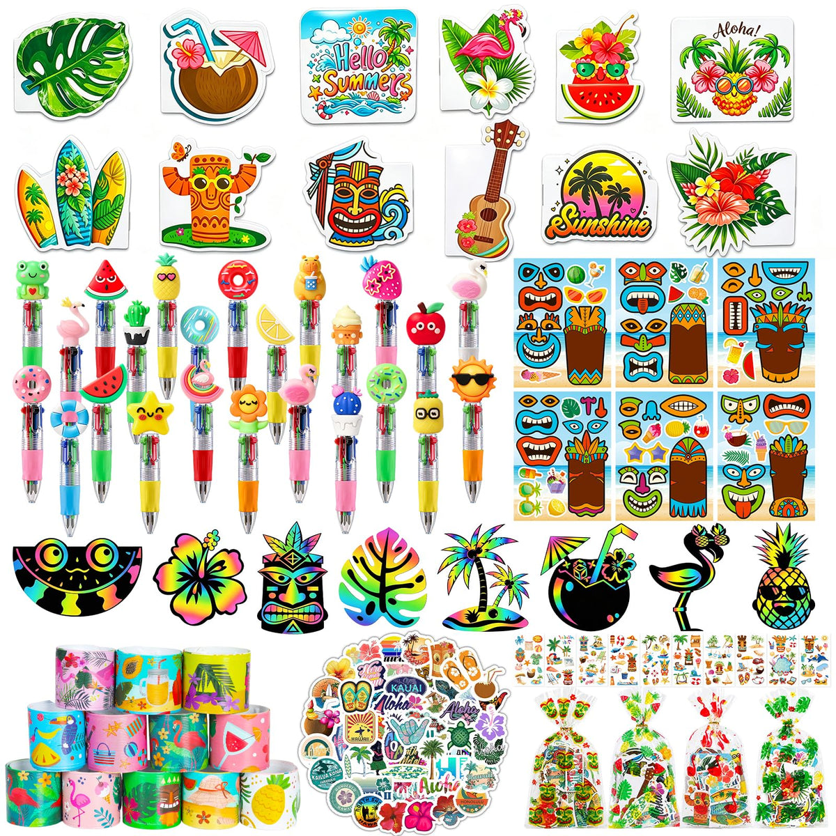 144PCS Hawaiian Theme Party Supplies Set Tropical Summer - SZCECHRE Official Imagery - 1